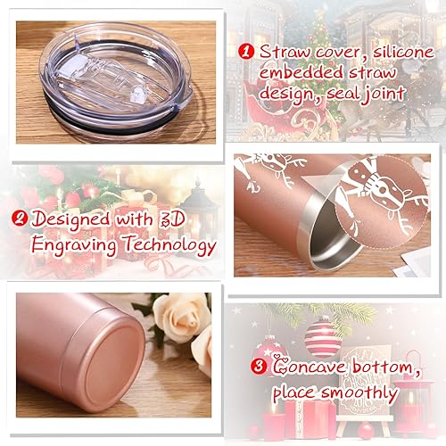 Miniatura 5 de Geiserailie 4 Pieces Christmas Mug Tumblers, Funny Birthday Christmas Gift Idea for Women Men Friends BFF Sister, 20 oz Stainless Steel Travel Mugs