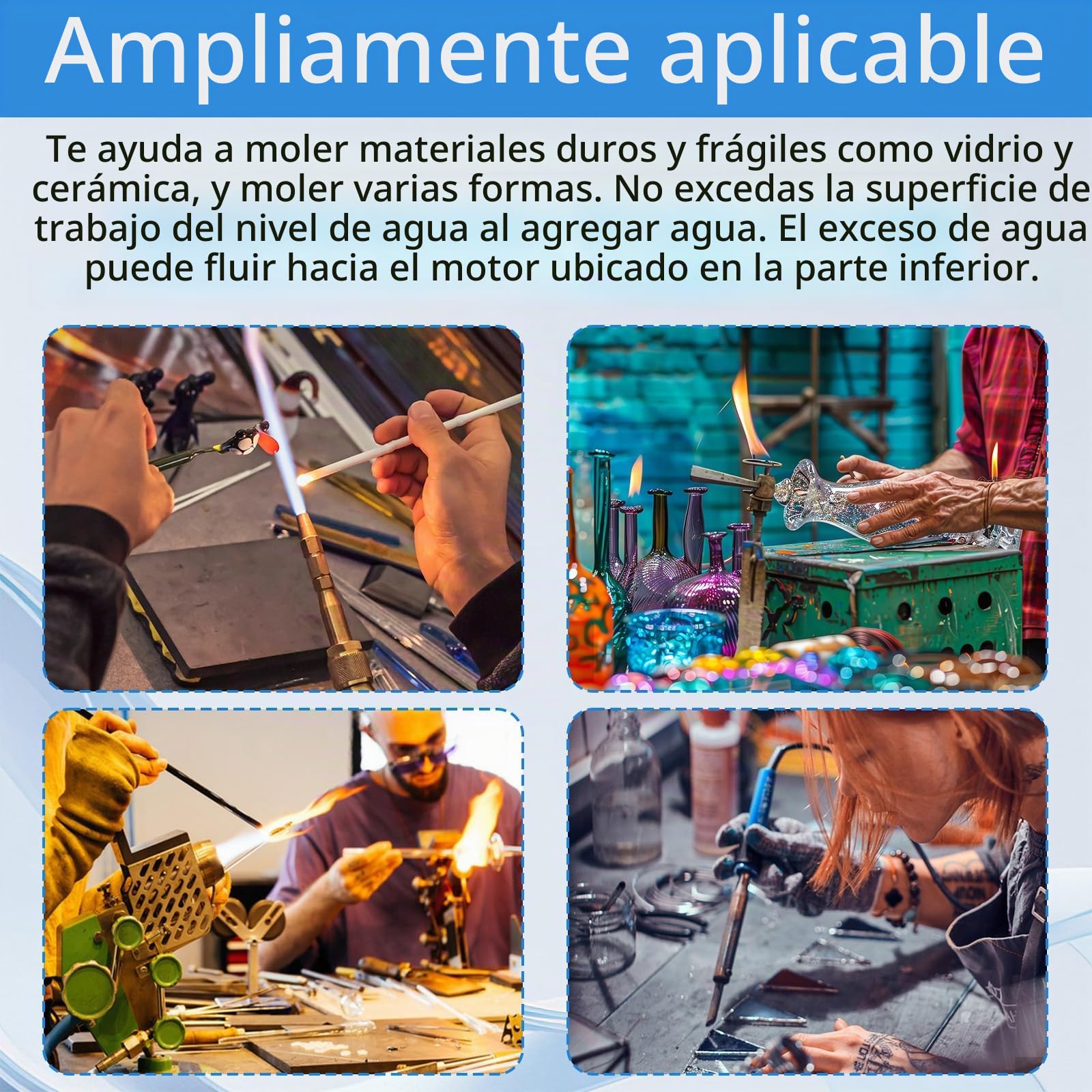 Amoladora De Vidrio PortáTil De 65 W, 4200 R/Pm MáQuina Pulidora Con Placa Deflectora Para Vidrio Y CeráMica Sistema AutomáTico De Agua