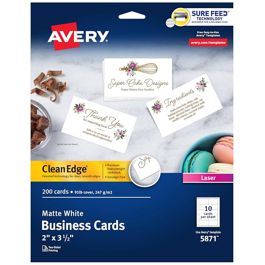 amazon-com-avery-clean-edge-printable-business-cards-with-sure-feed-technology-2-x-3-5-white-200-blank-cards-for-laser-printers-5871-business-card-stock-office-products for Free Printable Business Cards Online Amazon.com : Avery Clean Edge Printable Business Cards with Sure Feed Technology, 2