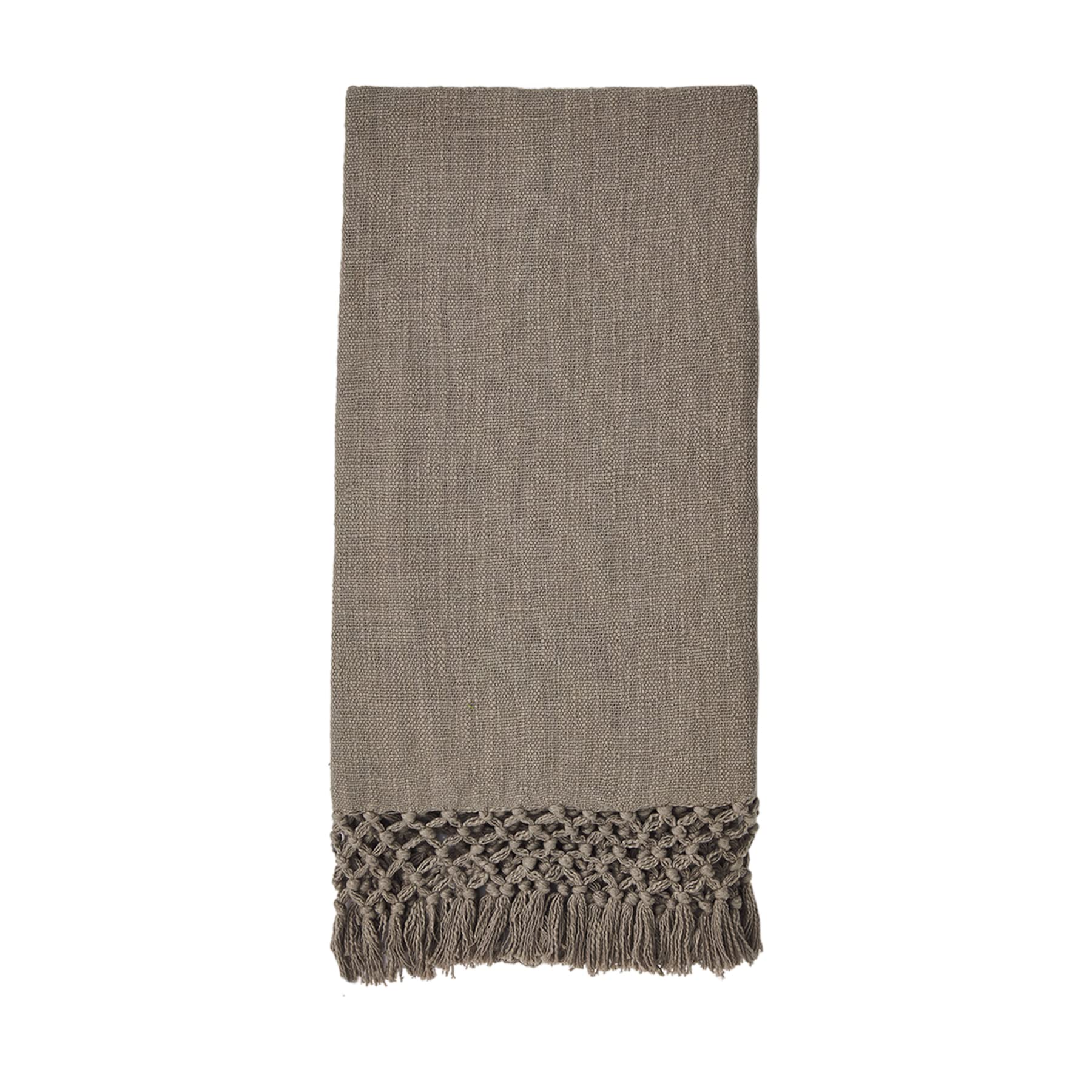 Mud Pie Macrame Throw Blanket, Gray, 50" x 60"