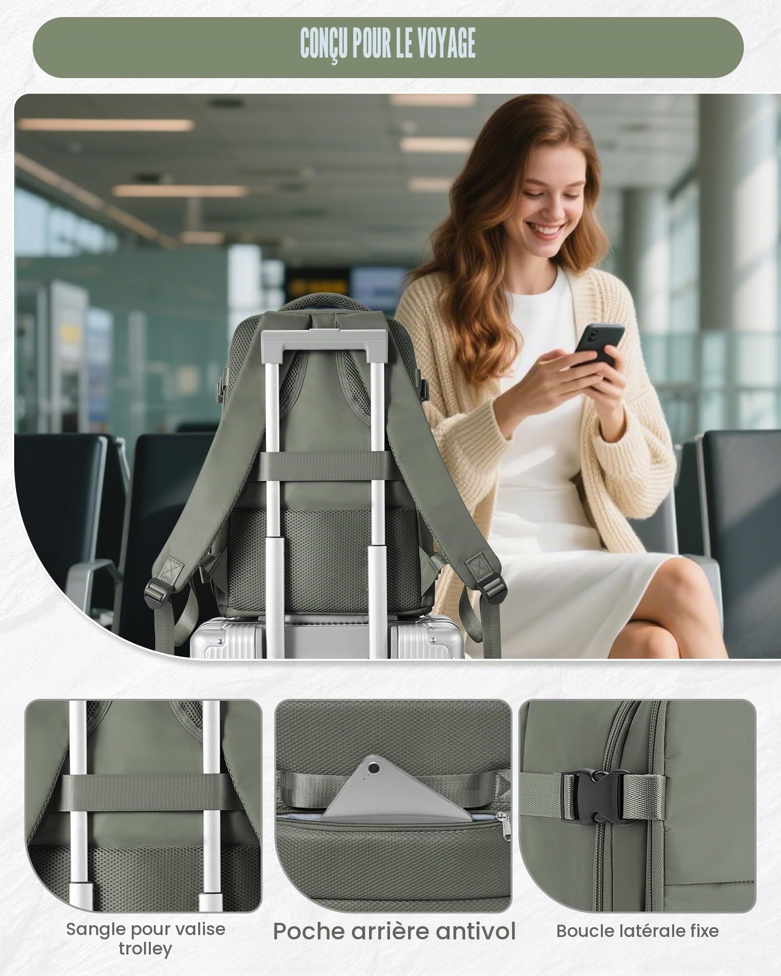 HPLQQ Sac à dos sous vide de voyage 40x30x20 avec pompe pour Ryanair,Cabine Avion Bagage cabine à main avec compression pour homme et femme,Sac airbag avec pompe,H03-Vert