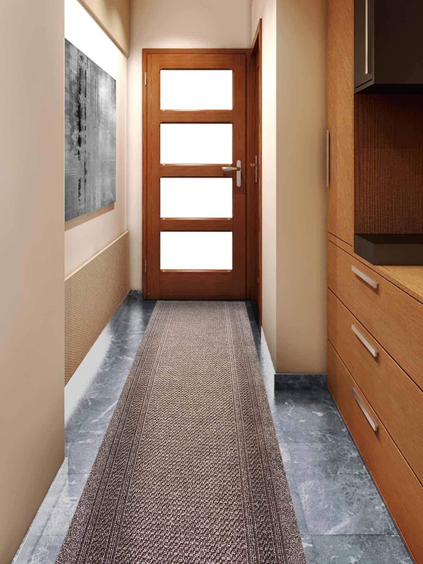 Tapis de Couloir AZTEC – Marron 0,66 x 2,00m, Tapis de Passage pour Entrée, Cuisine, Couloir | Tapis Au Mètre Robuste et Anti-dérapant | Trois Couleurs