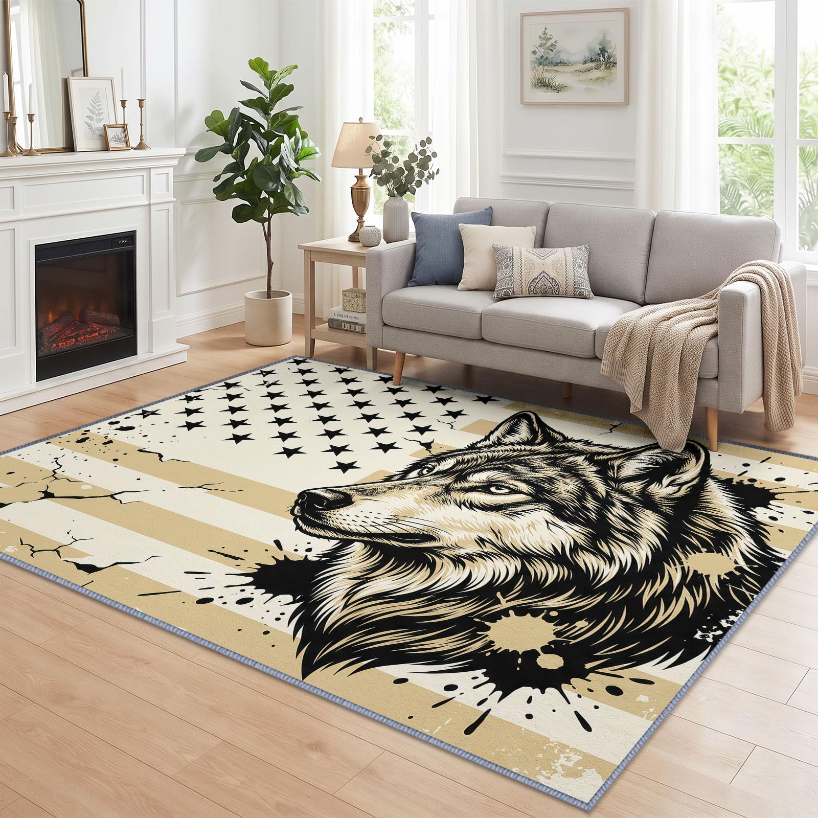 Générique Drapeau National Tête De Loup Doux Tapis 120x170 cm