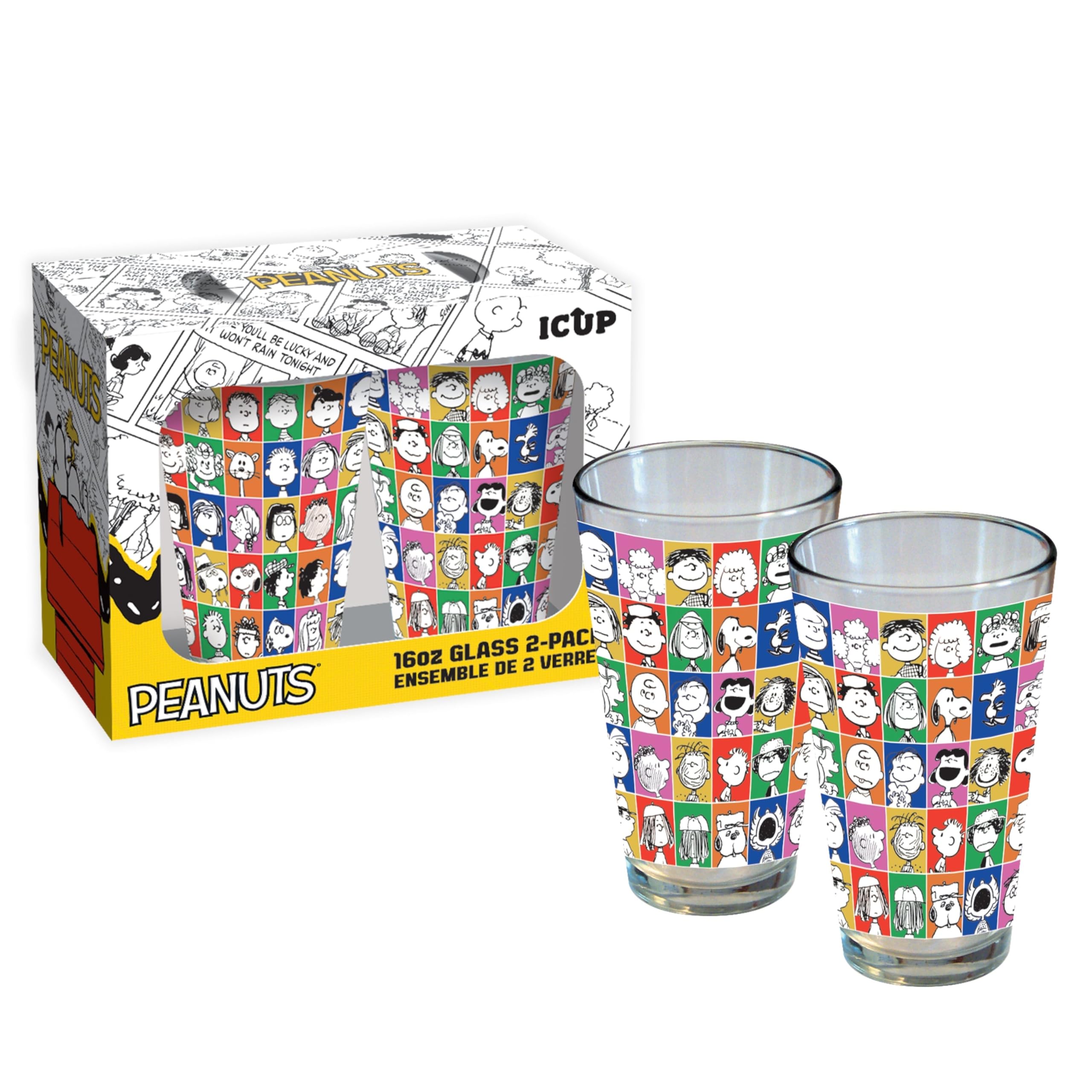 Amazon.com: ICUP Peanuts 75th Set of 2 Pint Glasses - Officially