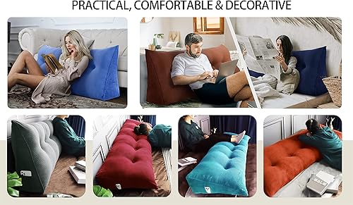 Miniatura 3 de Roner Respaldo ergonómico, cabecero de cuña, almohada de lectura, sillas de cama, soporte de espalda para sentarse en la cama, sofá cama grande,