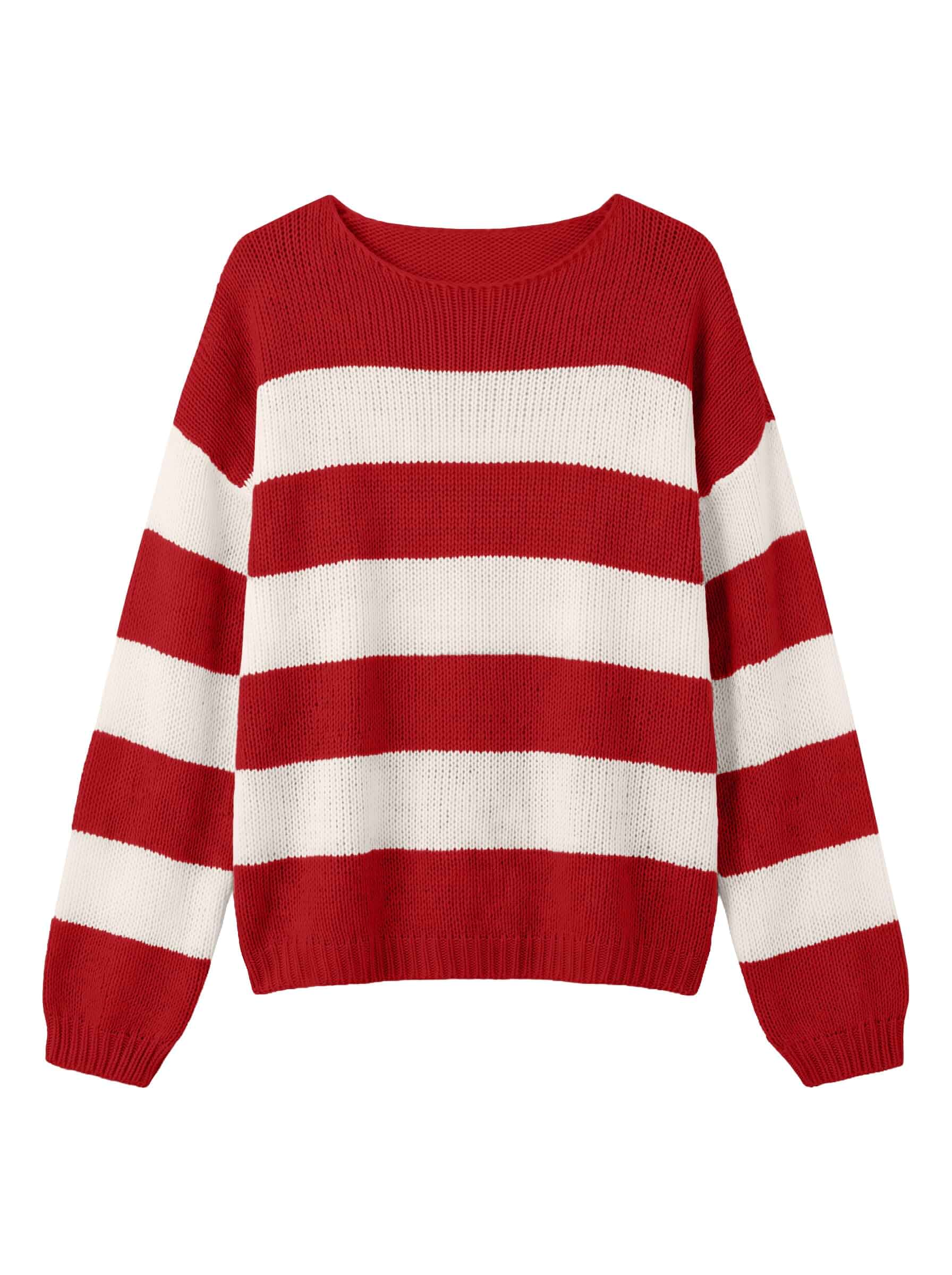 Sweaters for Womens Fall Winter Y2K Oversized Preppy Jumper Sweaters Lightweight Knit Color Block Pullover Sweater Long Sleeve