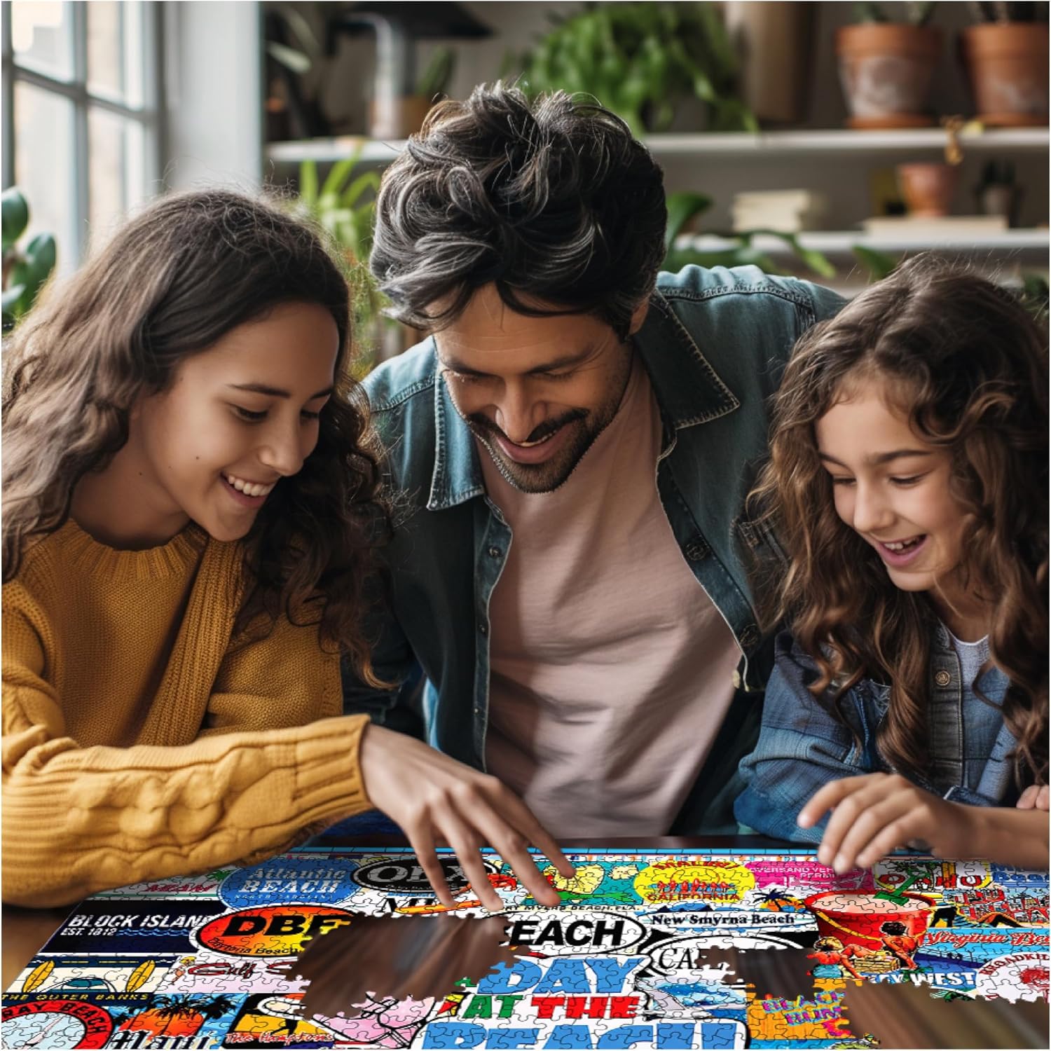 White Mountain 1000 Piece Jigsaw Puzzle Fun Summer Location Collage Puzzles with Large Pieces Gift for Adults and Family 24"x30" - A Day at The Beach