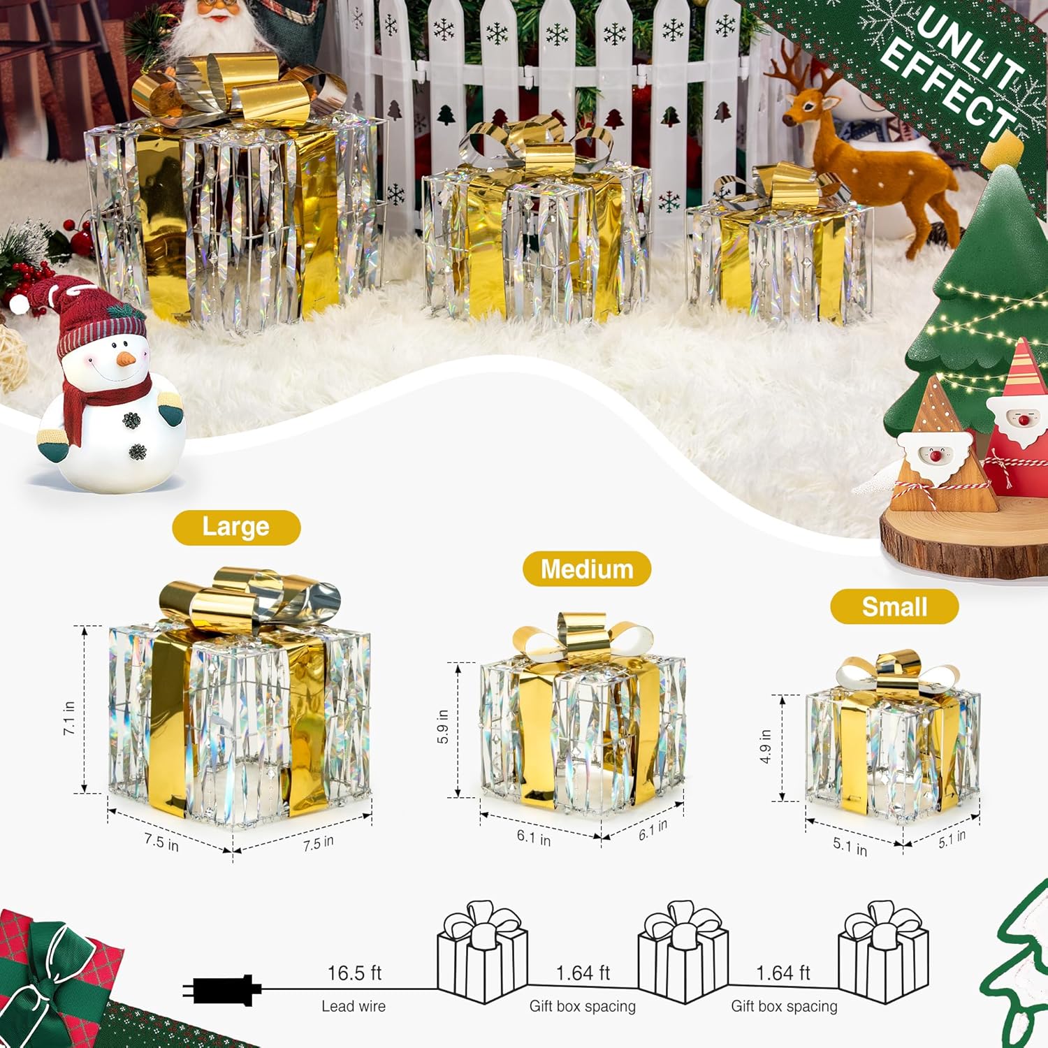 Set of 3 Valentines Day Lighted Gift Boxes,Outdoor Indoor Holiday Decorations,Plug-in 65 LED Light Up Present Boxes for Indoor Outdoor Home Yard Lawn Holiday Wedding Birthday Party Decor