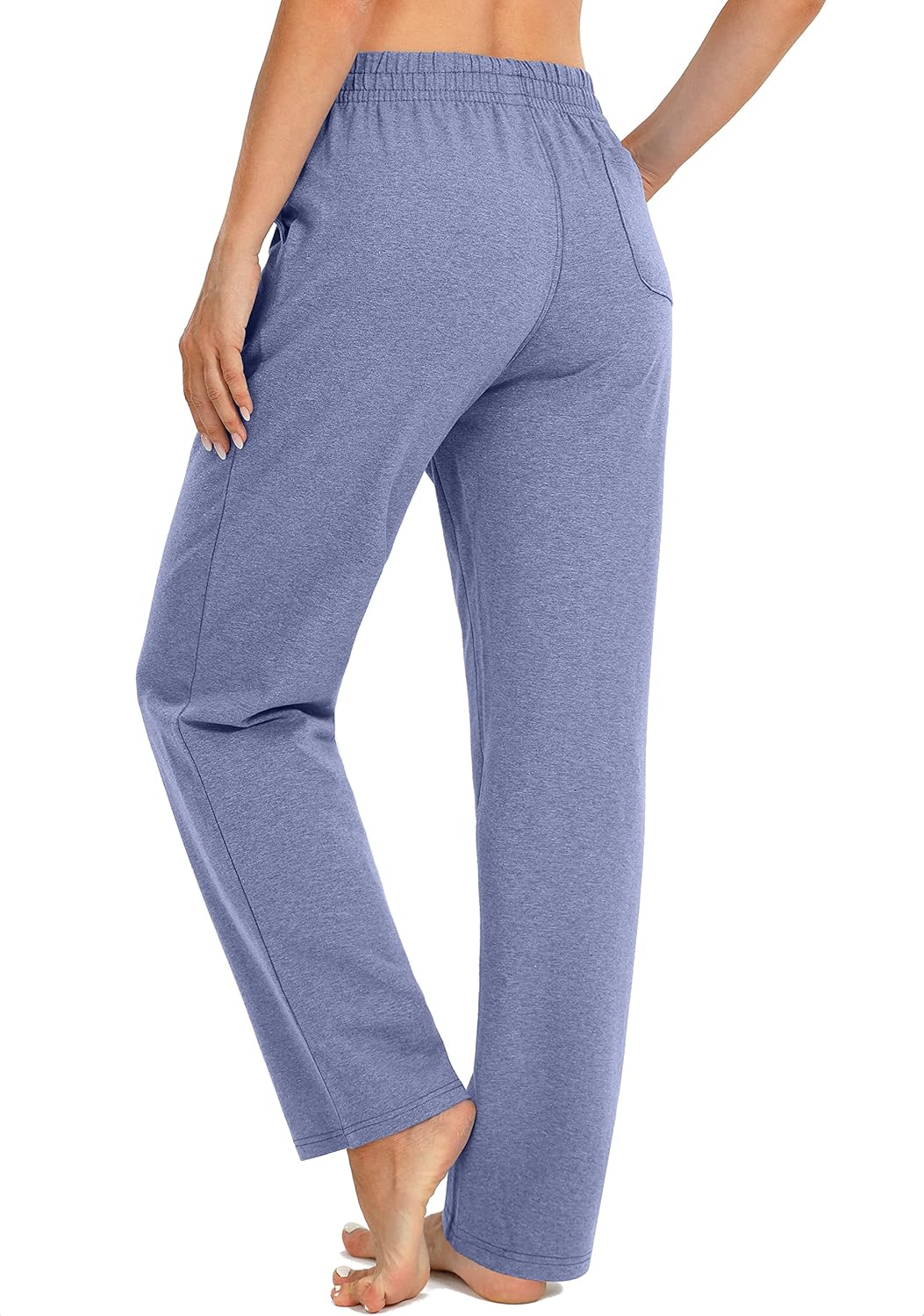 SANTINY Women's Cotton Sweatpants Yoga Lounge Casual Pants Open Bottom Sweat Pants for Women with Pockets - Image 3