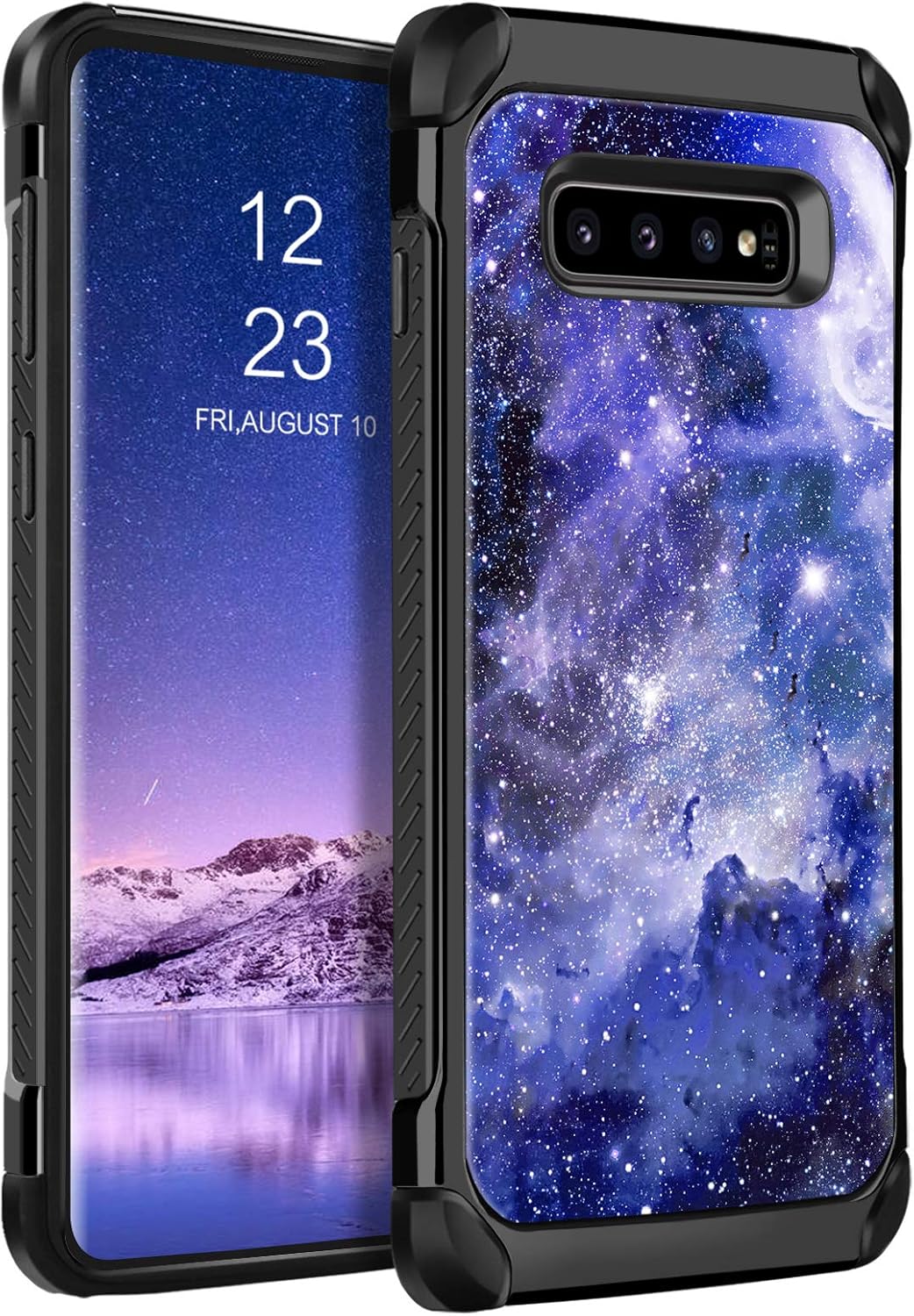 BENTOBEN Galaxy S10 Case, Phone Case Samsung S10,Slim Fit Glow in The Dark Shockproof Protective Dual Layer Hybrid Hard PC Soft TPU Bumper Drop Protection Non-Slip Girl Women Cover, Blue Nebula/Space