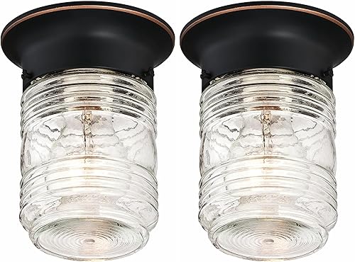 Design House 587238 Jelly Jar - Lámpara de techo empotrada para interiores y exteriores, bronce aceitado (paquete de 2) Negro -,Bronce aceitado