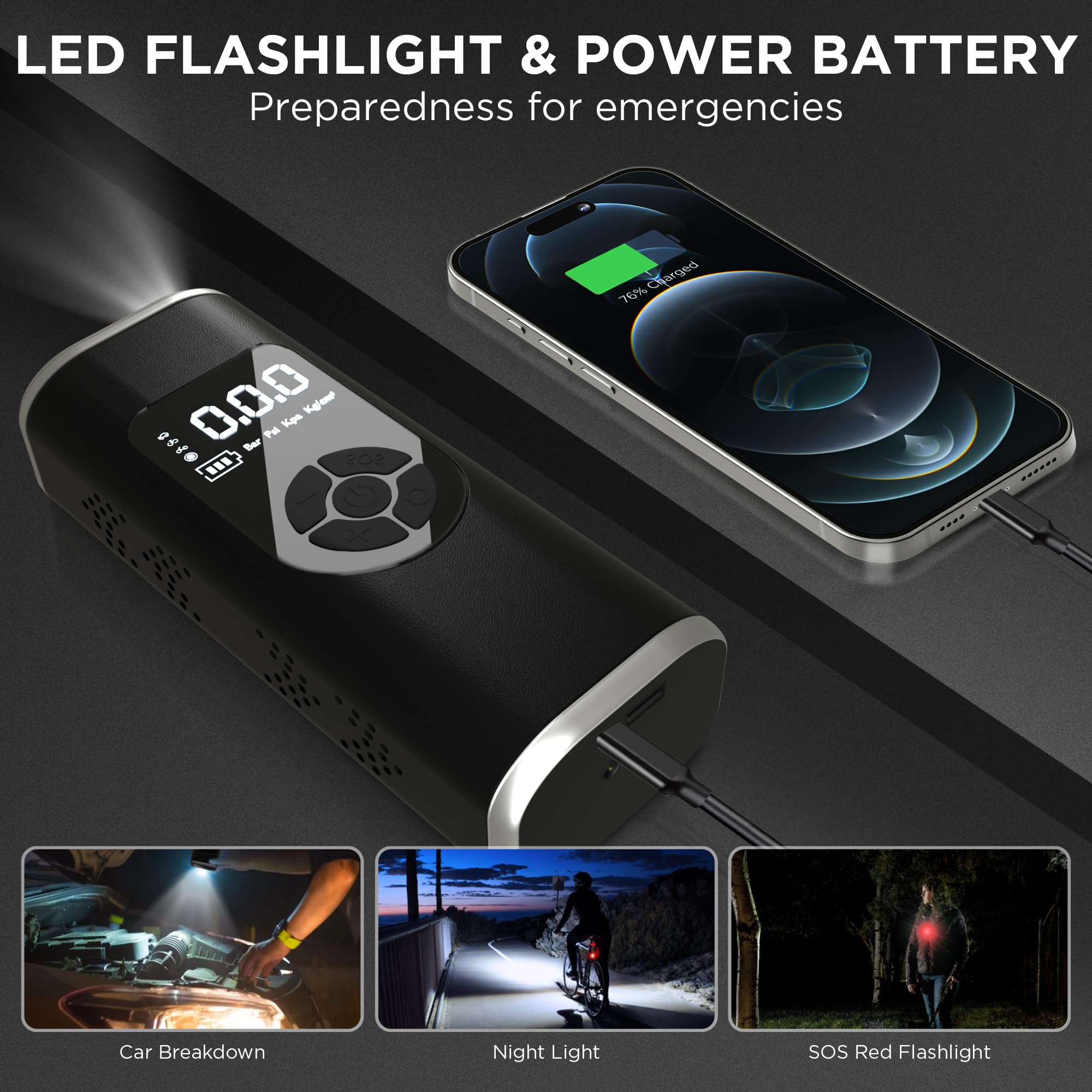 StartPro Tire Inflator Portable Air Compressor, 150PSI Cordless Air - View #8