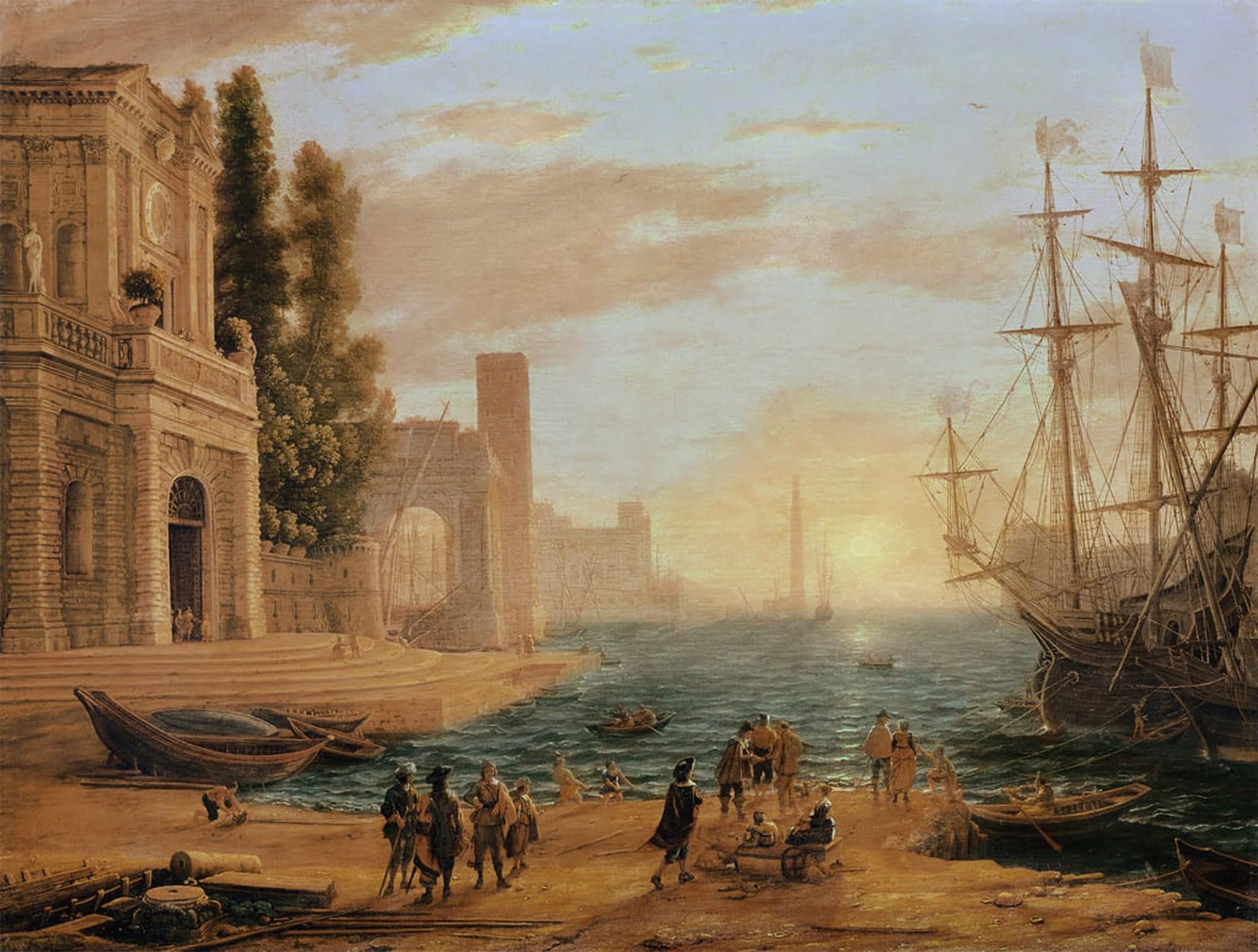 POSTERIIk Vintage Art Print Images Pictures Print a Seaport by Claude Lorrain Modern Colour Posters for Office Home Decor 60x90cm