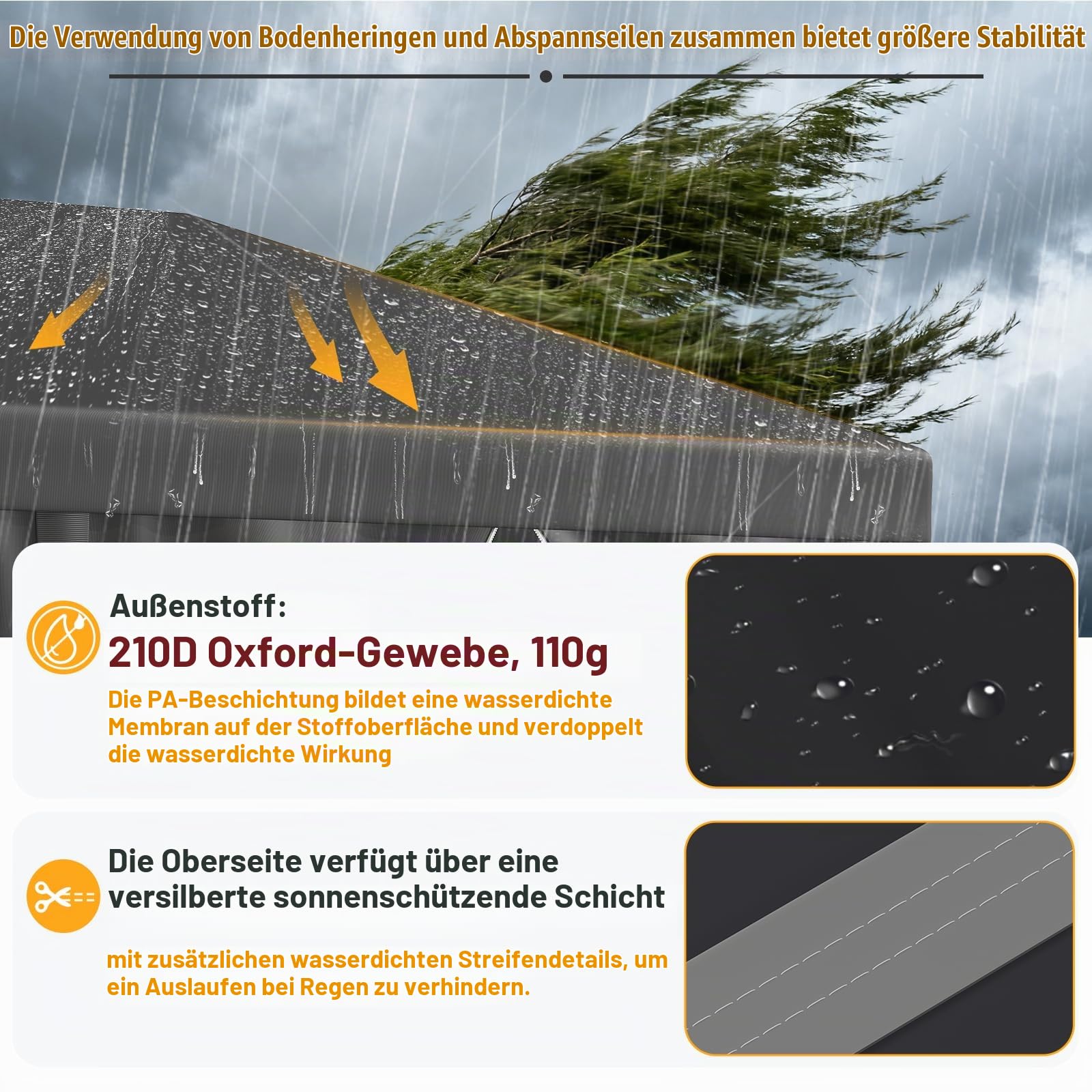 JUMMICO 3x6m Faltpavillon｜Höhenverstellbar & Stabiler｜Dicke wasserdichte Plane + Klettverschlüsse für Windschutz｜Perfekt für Gartenfeste, Camping & Outdoor-Events｜Schnell aufbaubar & platzsparend