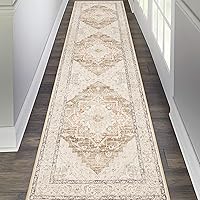 Vista 25 de Pauwer Alfombra de Pasillo 2x10, Alfombras Largas Lavables para Cocina, Alfombra de Área con Medallón Vintage de Granja, Alfombras Suaves