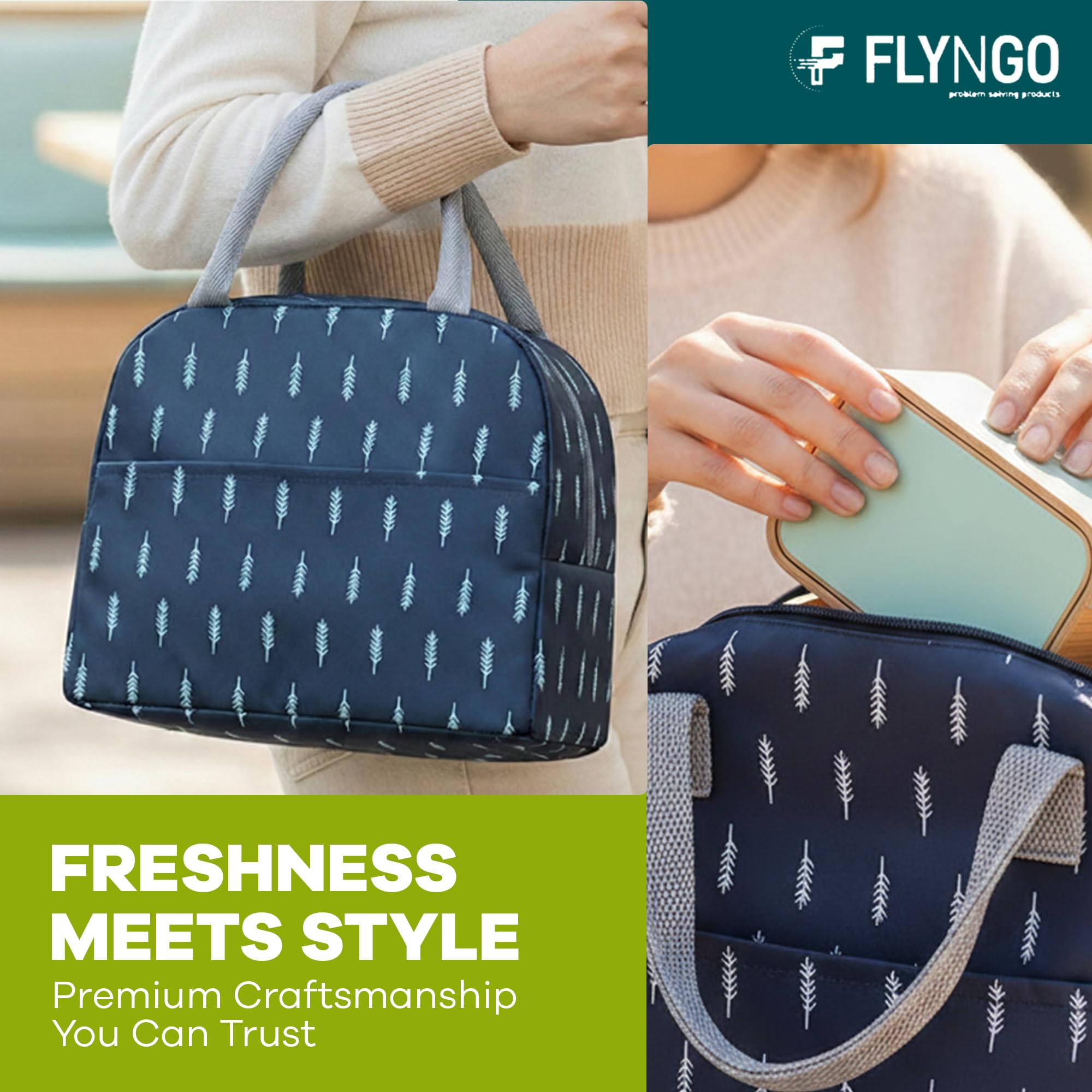 FLYNGO Large Insulated Lunch Bag for Office, School, Men, Women, Tiffin Pouch Bag, Hot & Cold Lunch Box Bags for Boys, and Girls 4