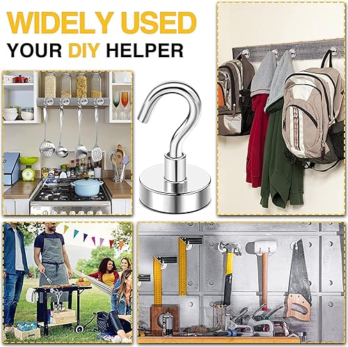 Miniatura 3 de Diymag Ganchos magnéticos en S, fuertes y resistentes, 30 lb de capacidad, para crucero, aula, refrigerador, cabañas, parrilla, cocina, garaje,