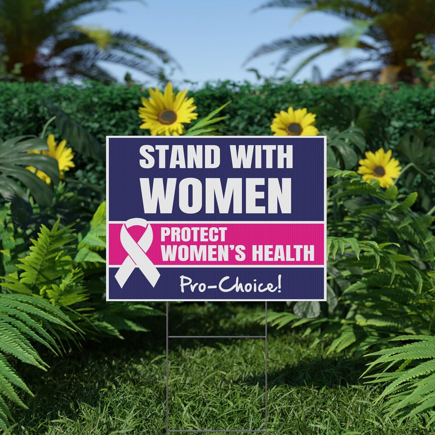 Stand With Women Yard Sign, Protect Women’s Health, Pro Choice, My Body My Choice, Women’s Rights, Full Color Double-Sided Weatherproof Outdoor Signs with Metal H-Stake (Blue, Pink, 24x18 Inches)