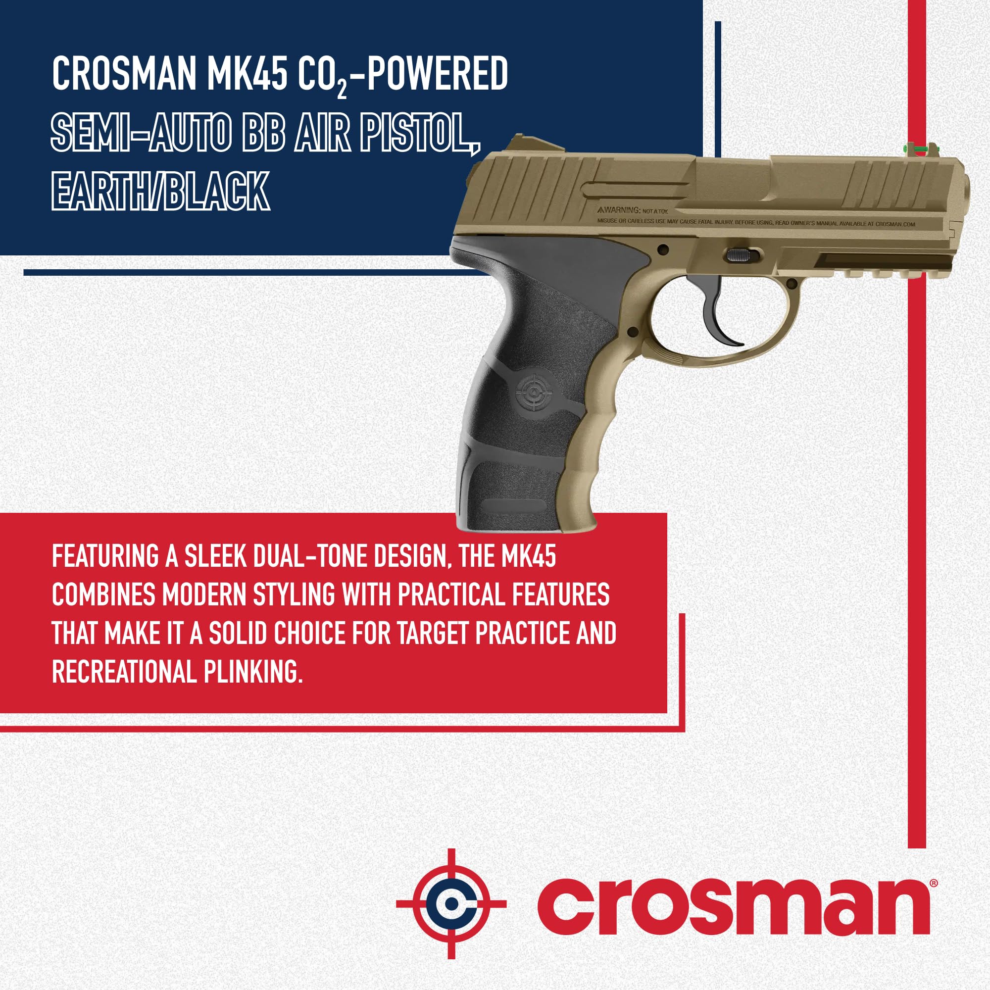 Crosman MK45 CO2 (4,5mm) | Pistola de Aire comprimido (balines de Acero). Arma de Co2. Calibre 4,5mm