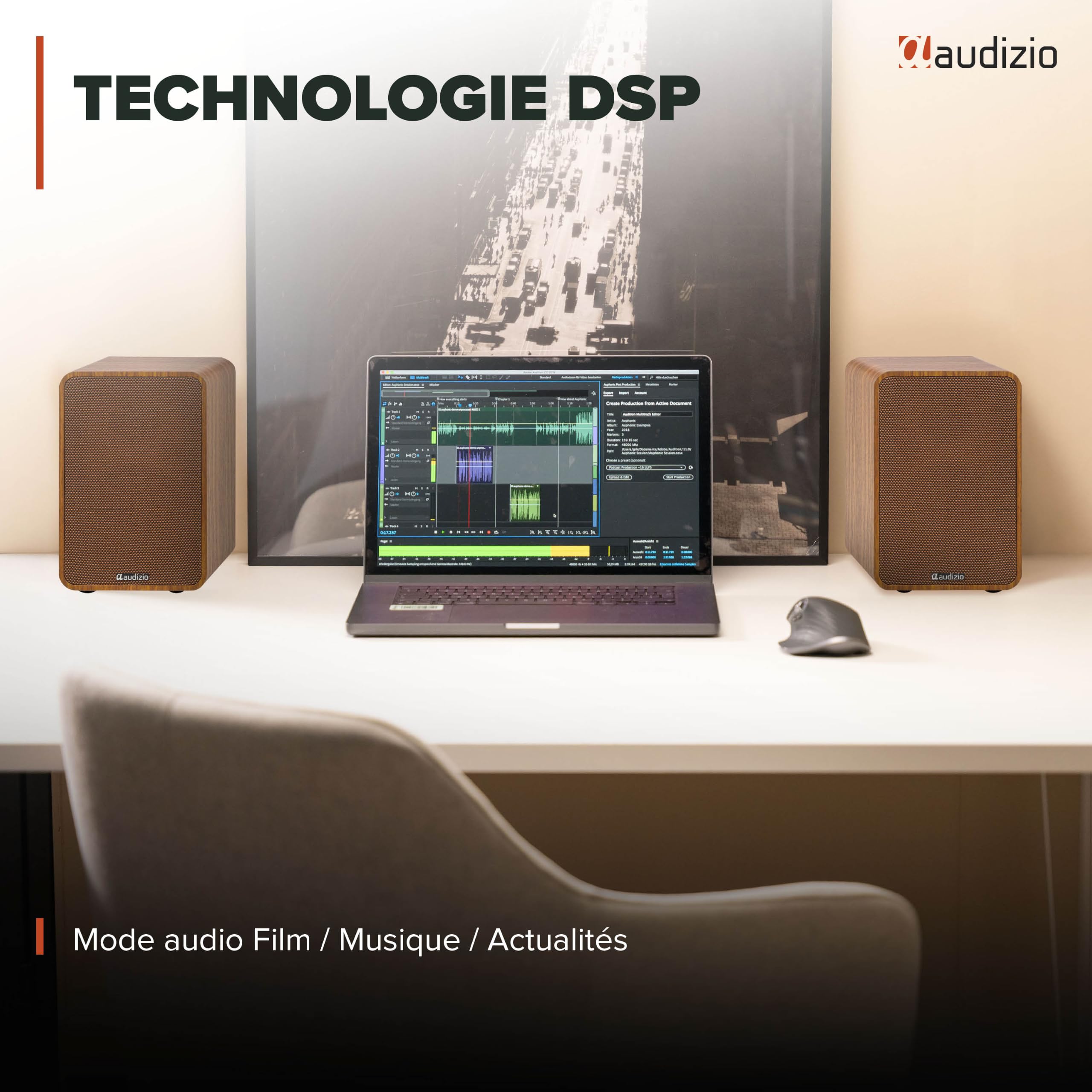Audizio KS10 Enceintes Hi-FI Actives HDMI Arc BT 5.3 Noyer