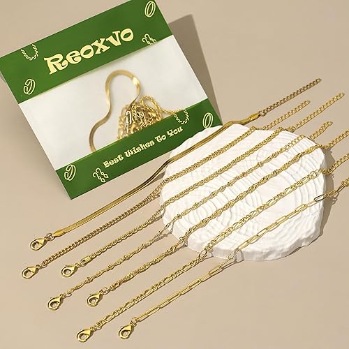 Miniatura 6 de Reoxvo Pulseras delicadas para mujer, de moda, chapadas en plata de ley, cadena de eslabones de latón chapado en oro de 14 quilates, joyería para
