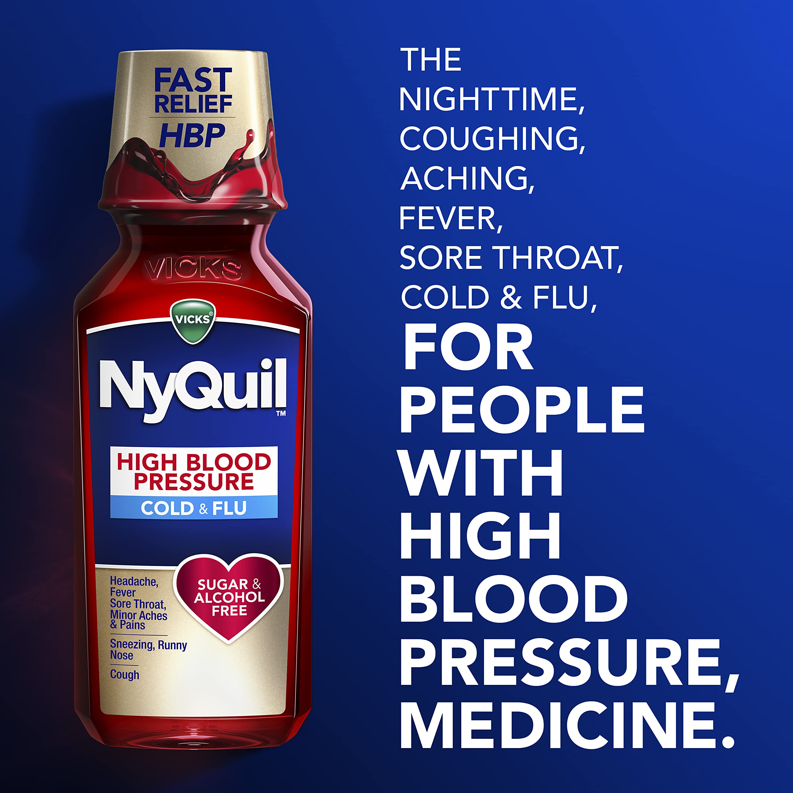 Condition photo showing As Is for DayQuil & NyQuil High Blood Pressure Cold & Flu Relief Liquid, Multi-Symptom Daytime & Nighttime Relief for Cold, Cough, and Flu Symptoms, Sugar & Alcohol Free, 2 x 8 FL OZ