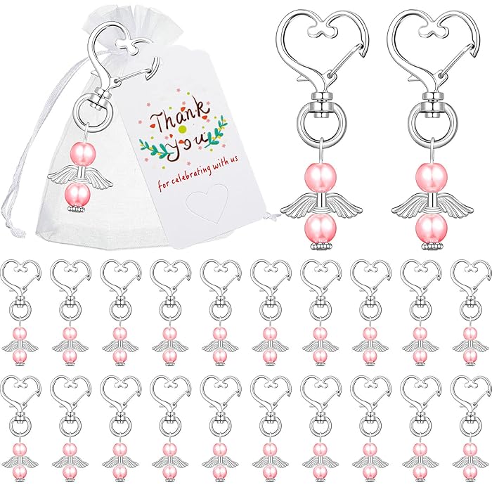 Ctosree 250 Pcs Baby Shower Favors Includes Ballpoint Pens Angel Keychains Organza Bags Thank You Cards For Guest Gifts Baby Shower Gender Reveal Party