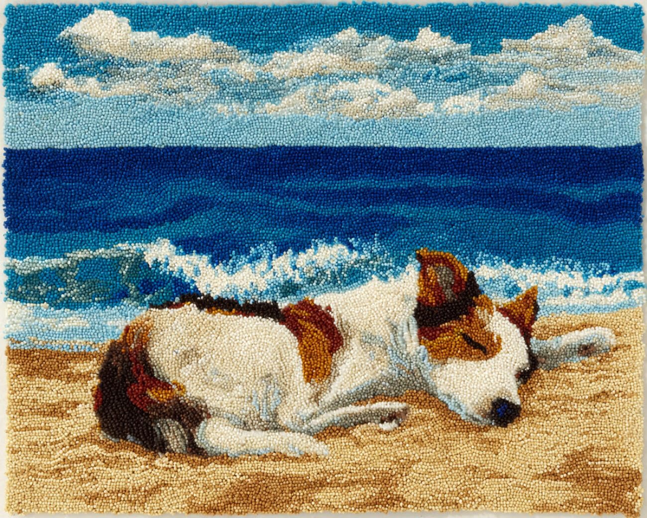 AMBATTERY Latch Hook Tapestry Kit Dogs on the Beach 55x75cm