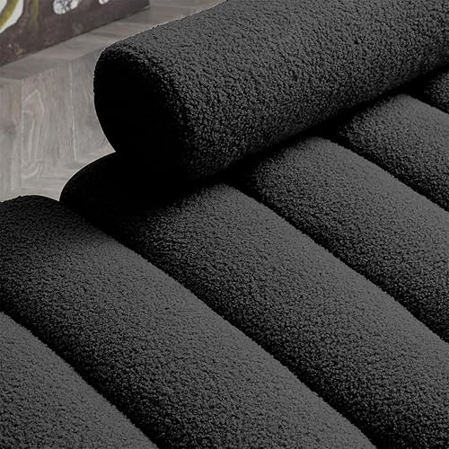 Miniatura 8 de Polibi Banco tapizado Sherpa de 53.2 pulgadas para el extremo de la cama, sofá de 2 asientos con respaldo ajustable y patas de metal dorado para