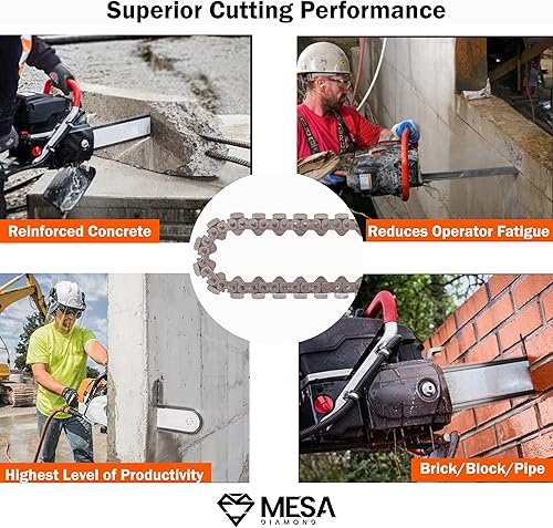 Miniatura 4 de Cadena de hormigón MIA de 16 pulgadas con paso F4 de 716 pulgadas para ICS 695 cadena de diamante para motosierra de hormigón ICS 695 MESA DIAMOND