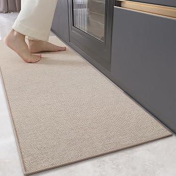 color&geometry kitchen rugs non-slip washable 43 x 120 cm 4 mm thin fabric rubber supported kitchen runner rug absorbent easy to clean floor mats for in front of the sink hallway beige