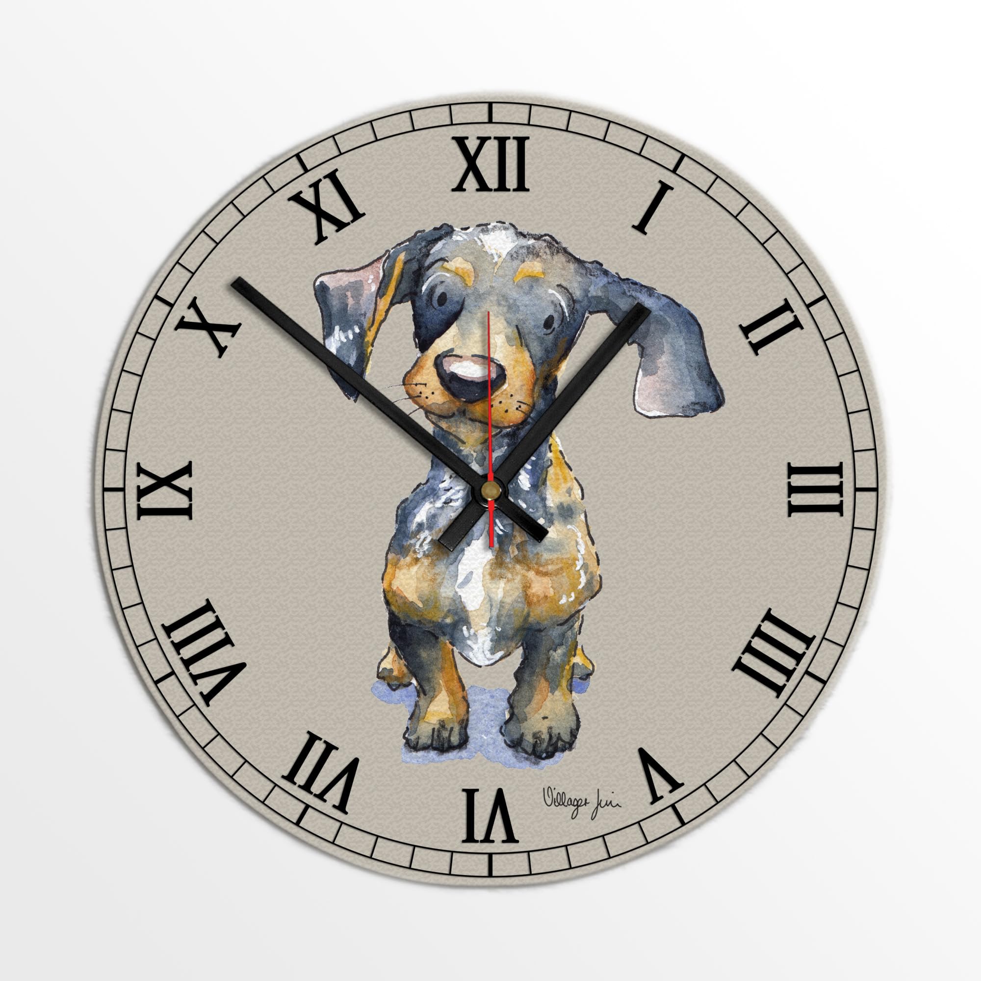 Image Industry Dachshund Dapple Clock - Glass Clock - Wall Clock - Dog Lovers - Dog Gift