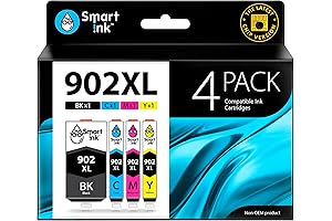 Smart Ink Compatible Ink Cartridge Replacement for HP 902 XL 902XL (4 Combo Pack)