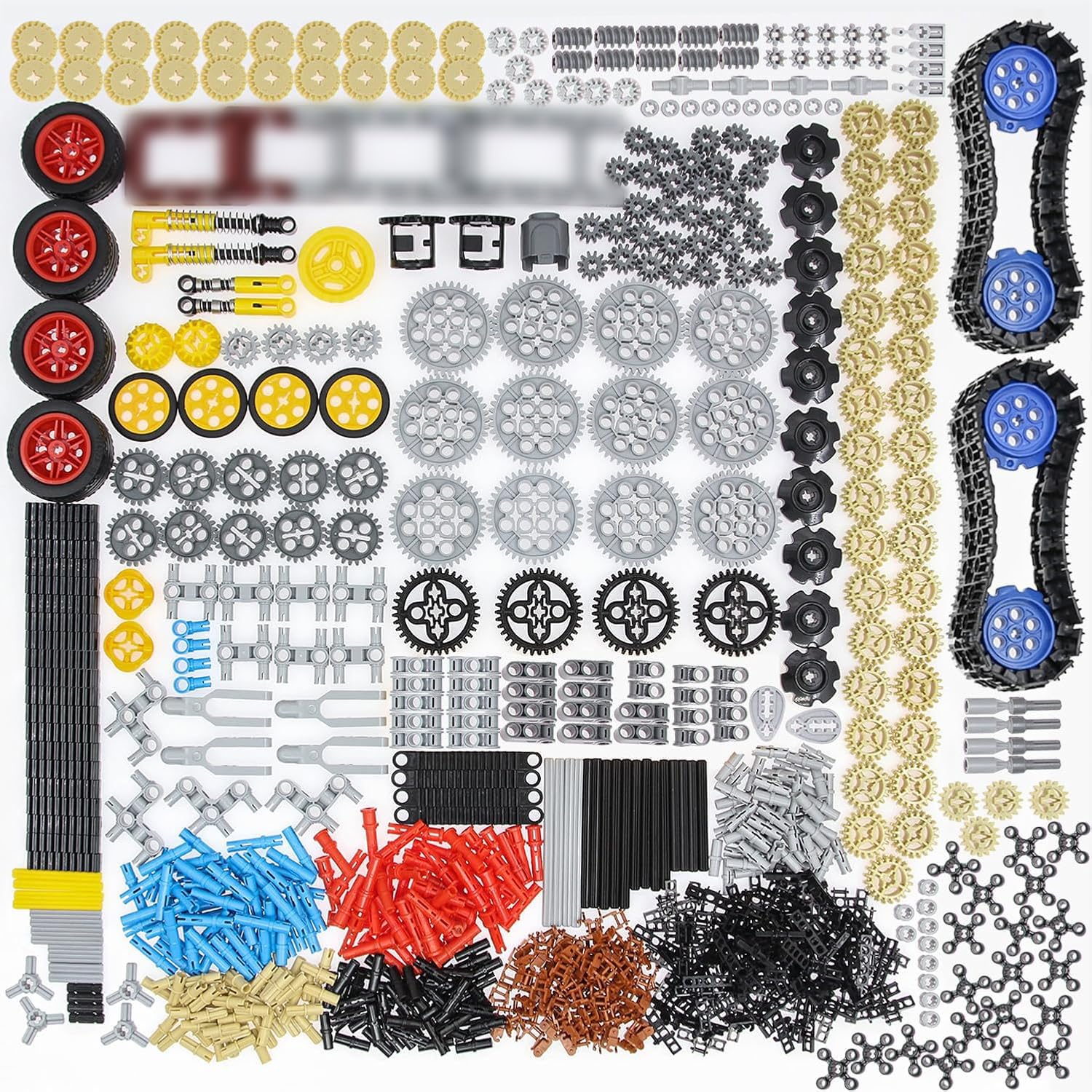854 Piezas Technic-Parts-Set de Engranajes Ejes-Pasadores-Bricks-Connector Caja de Cambios-Juntas universales-Cadena-Orugas Amortiguadores-Ruedas de Coche-Neumáticos-Eje de dirección