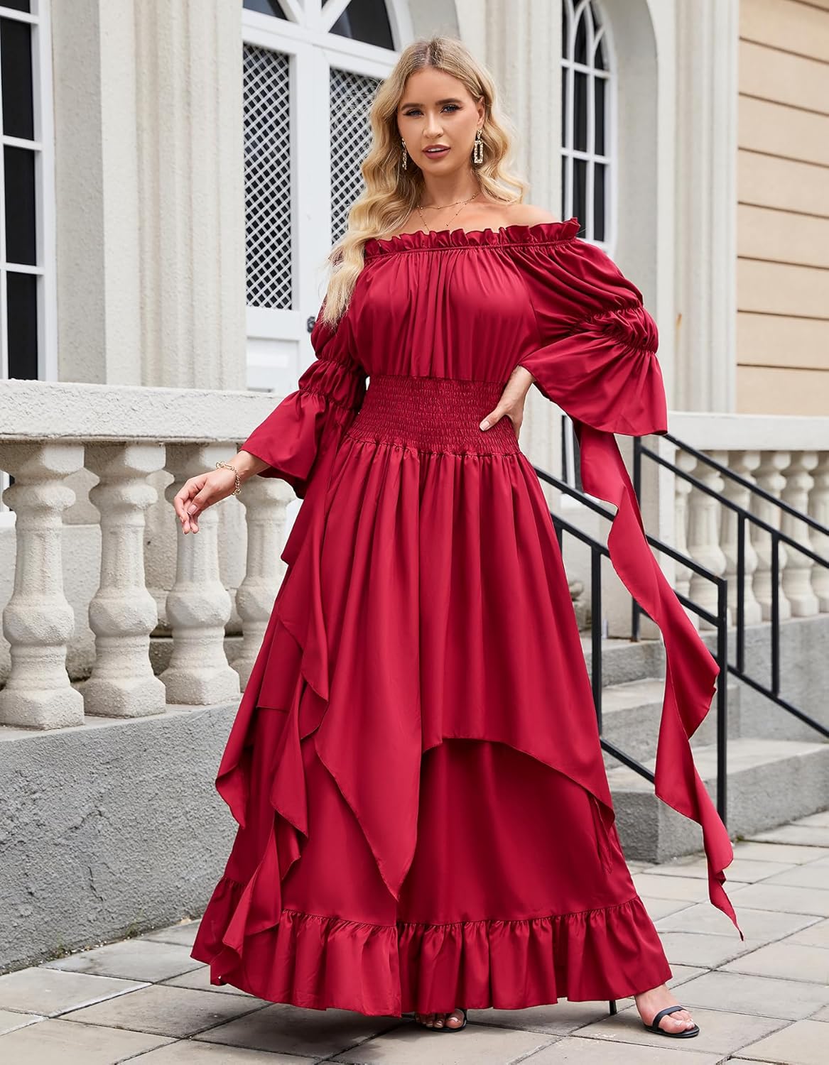 Populus Renaissance Witch Gothic Dress Costume for Women Medieval Pirate Viking Outfit for Halloween - Image 3