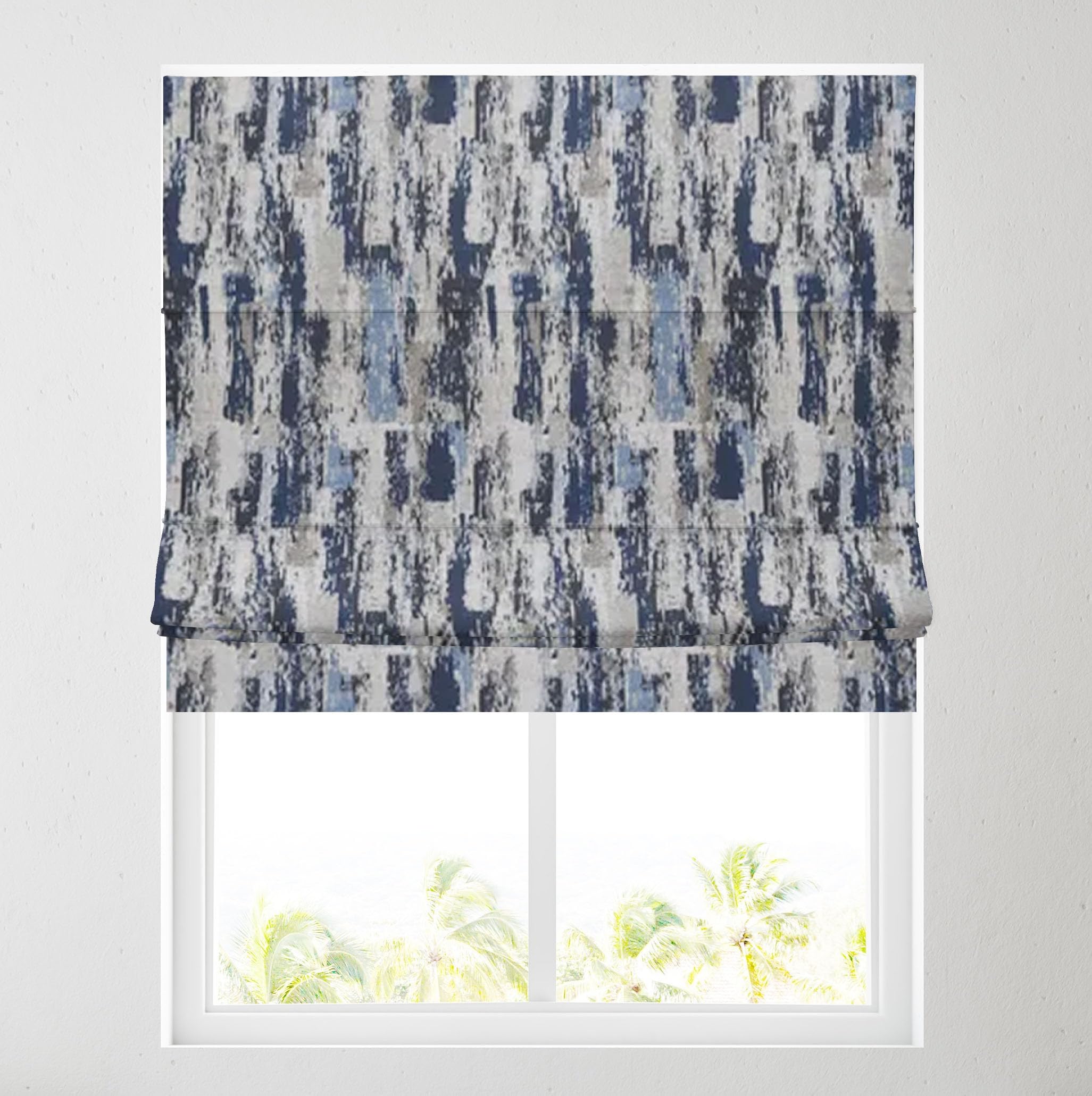 Barnes Blinds - Fully Lined Patterned Roman Blinds for Windows - Durable Fittings Easy Fit - Roman Blind (Abstract Blue 61cm)