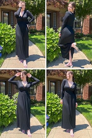 OUGES Women's Warp Pockets Maxi Fall Winter Cocktail Formal Dress 2026