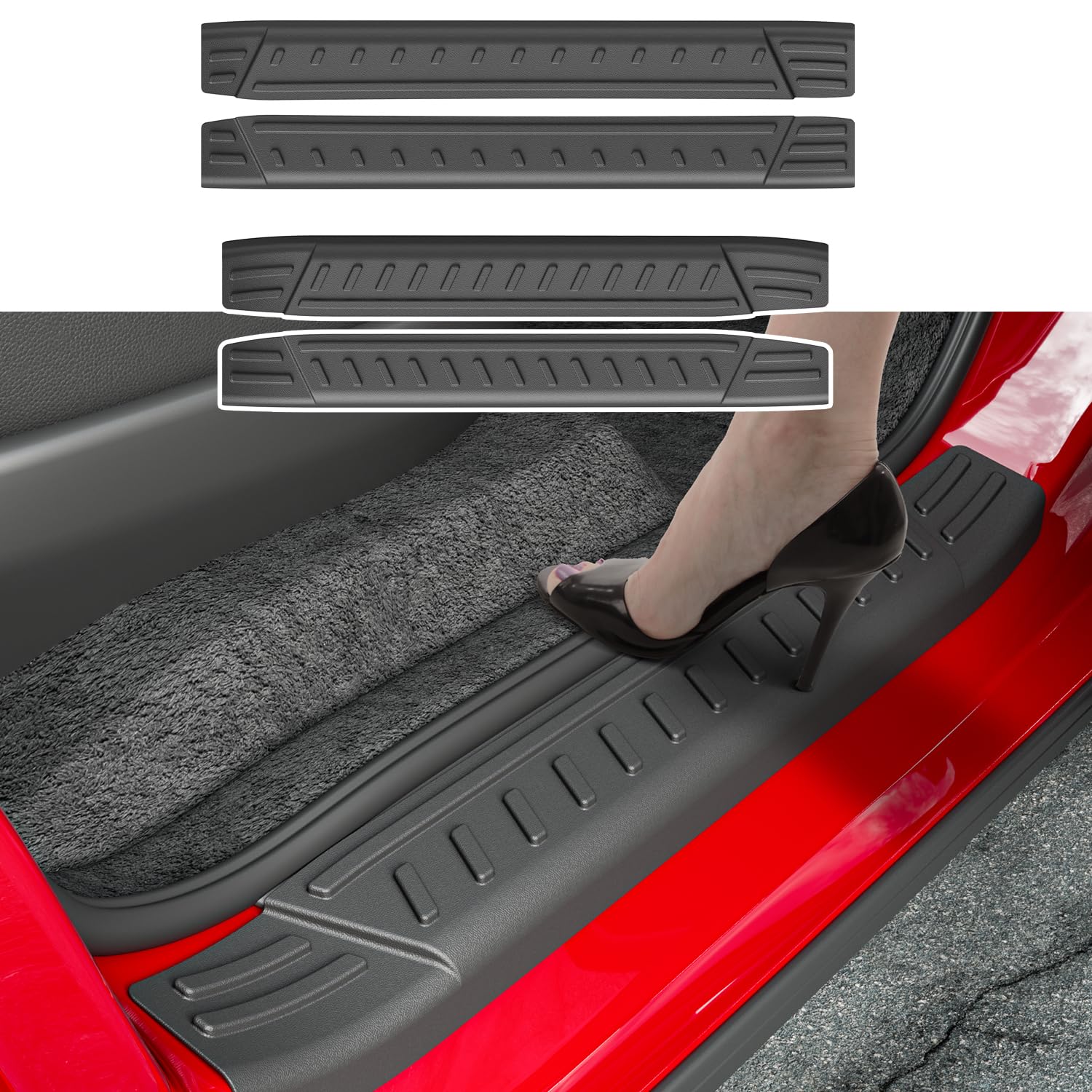 powoq Door Sill Protector Compatible with 2020-2025 Kia Telluride TPE Car Door Protector 4Pcs Car Sill Guard Replacement for 2020-2025 Kia Telluride Accessories