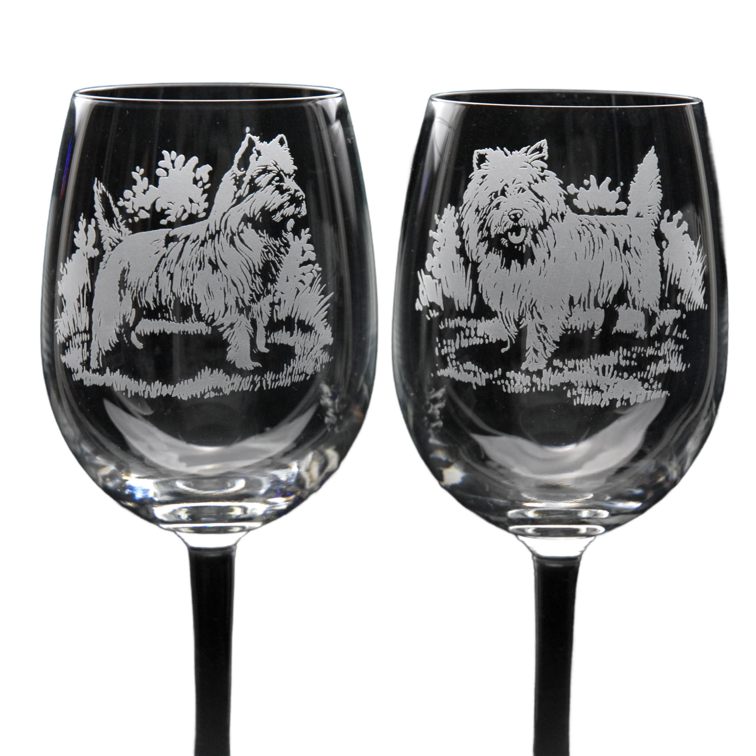 GLYPTIC Glass Art Cairn Terrier Dog Placement Hand Etched/Engraved Crystal Wine Glass — image 1