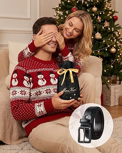 Miniatura 5 de Maikun cinturón de cuero negro para hombre, cinturones de vestir casuales para hombre, hebilla de pin de diseño clásico