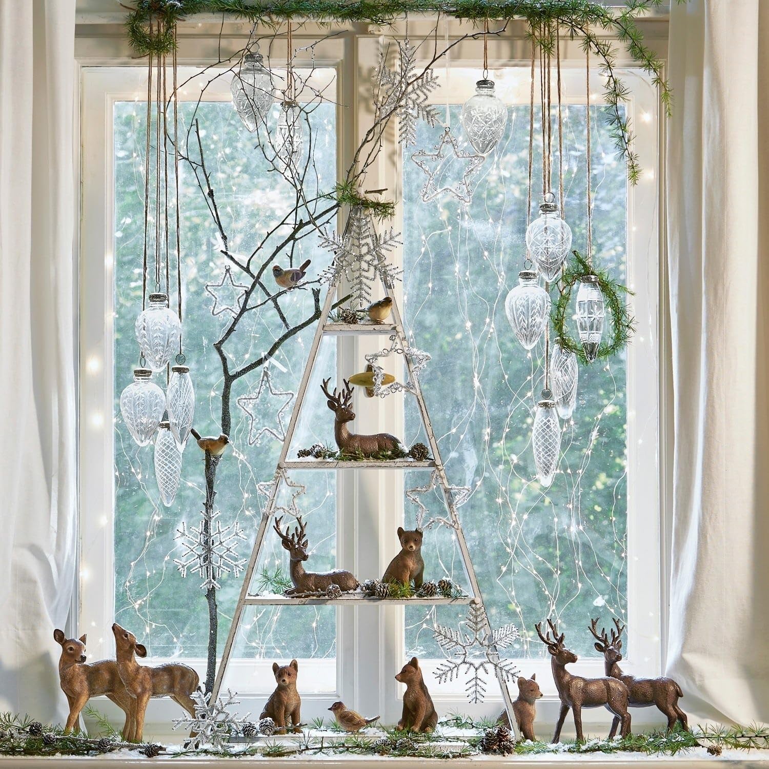 Loberon Weihnachtsschmuck 6er Set Loulay, klar | feine Stern- & Rankenschliffe - mundgeblasen - winterliche Zapfenform - Weihnachten - Weihnachtsdeko - Christbaumschmuck