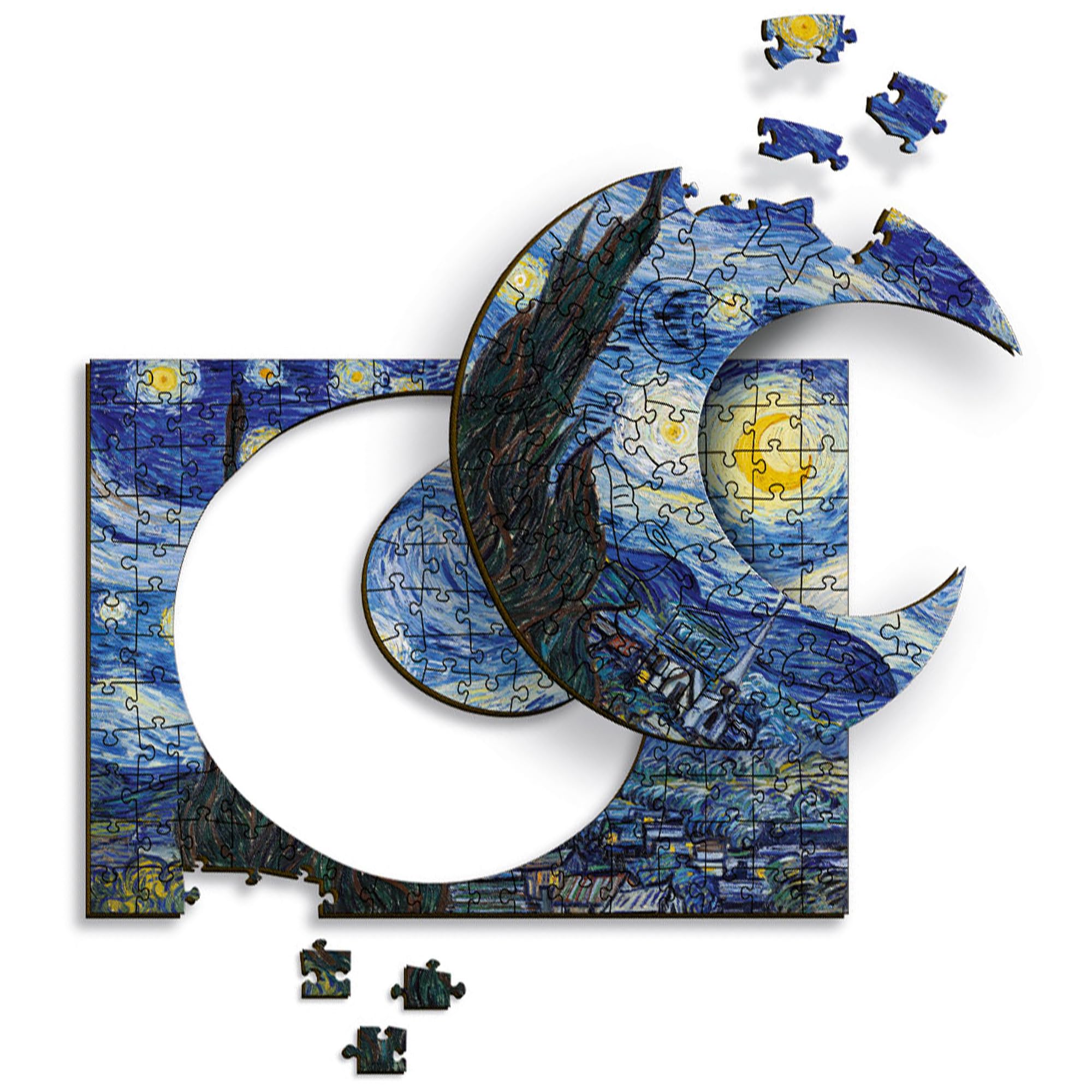 Trefl The Starry Night - Vincent Van Gogh 200 Jigsaw Puzzle Wood Craft Irregular Shapes, 5 Special Puzzles, Famous Paintings and Artists, Creative Fun for Adults and Children from 9 Years Old