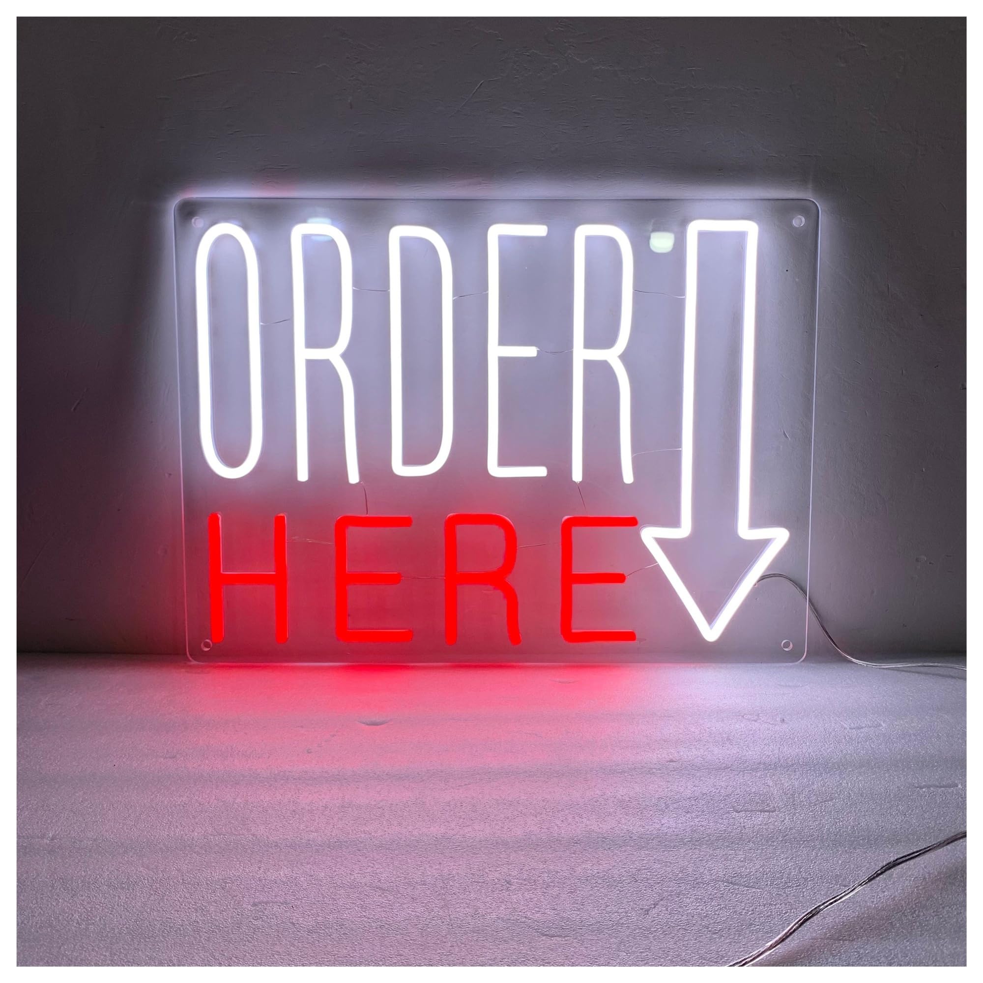 RONGCH Hanging Art Signs Order Here Neon Sign Business Restaurant Convenience Stores Supermarket Bar 45cm