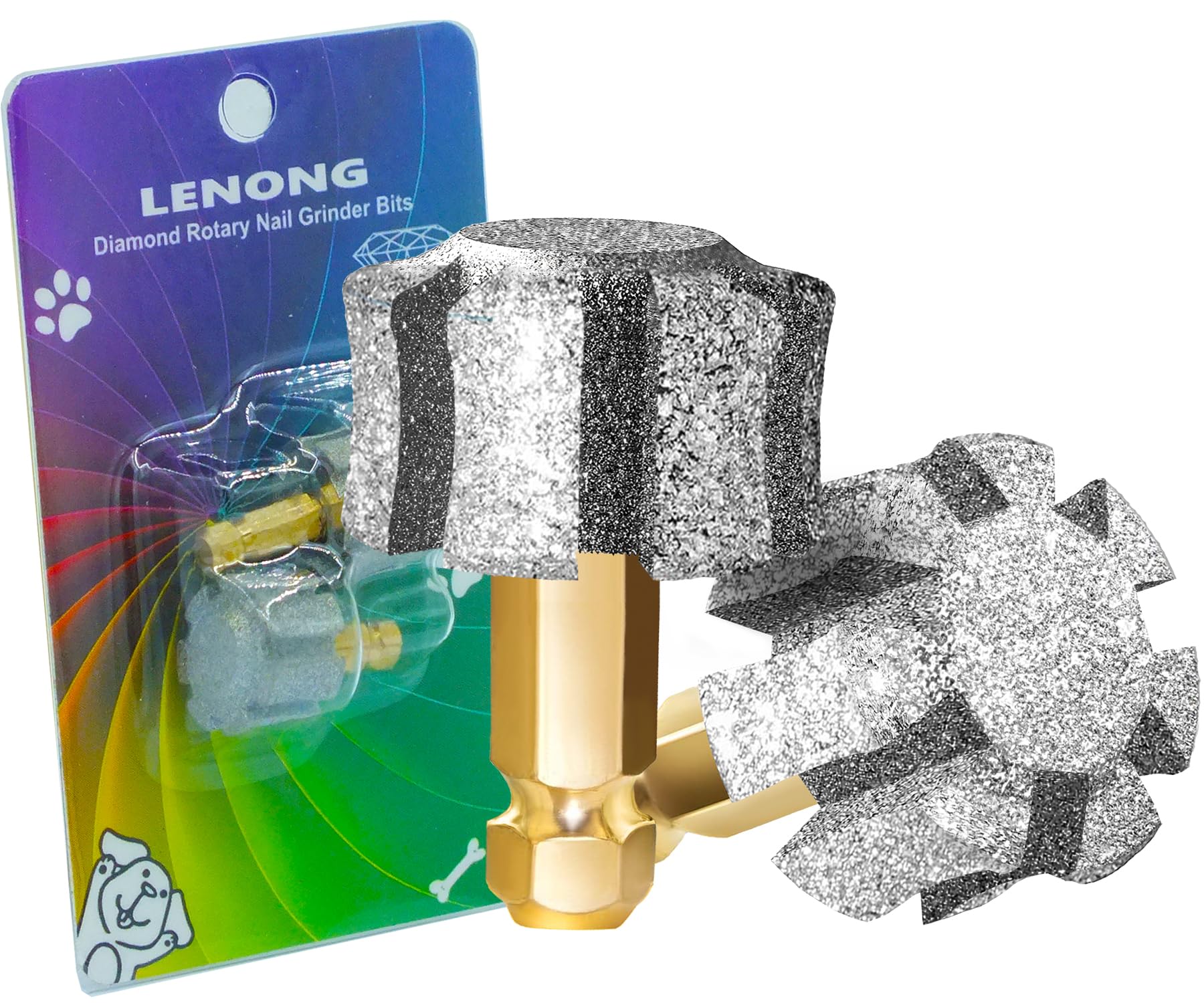 LENONG Cat Dog Nail Grinder Head Sawtooth Wheel with Fast Cooling & Anti-Clogging, Diamond Pet Nail Grinder Bit for Claw Care Grooming - 2P 180# 120#