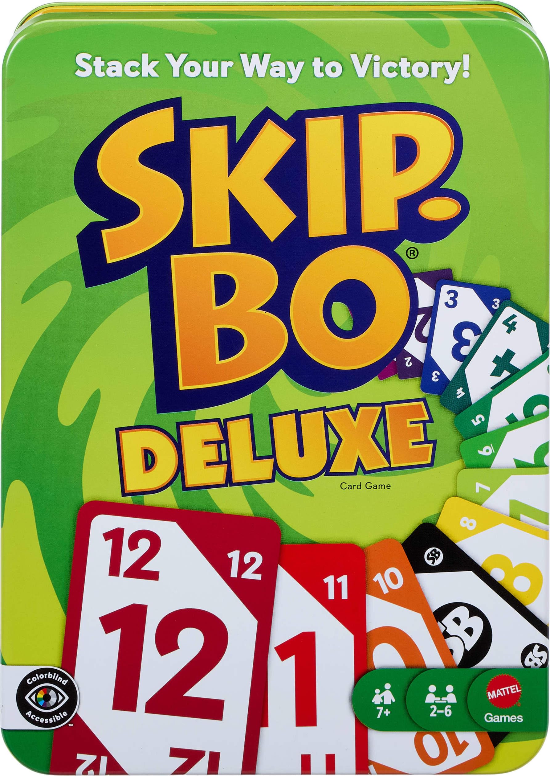 Skip-Bo Deluxe Card Game Tin, Ages 7+, Players 2-6 | Includes Score Pad and Pencil for Ki…
