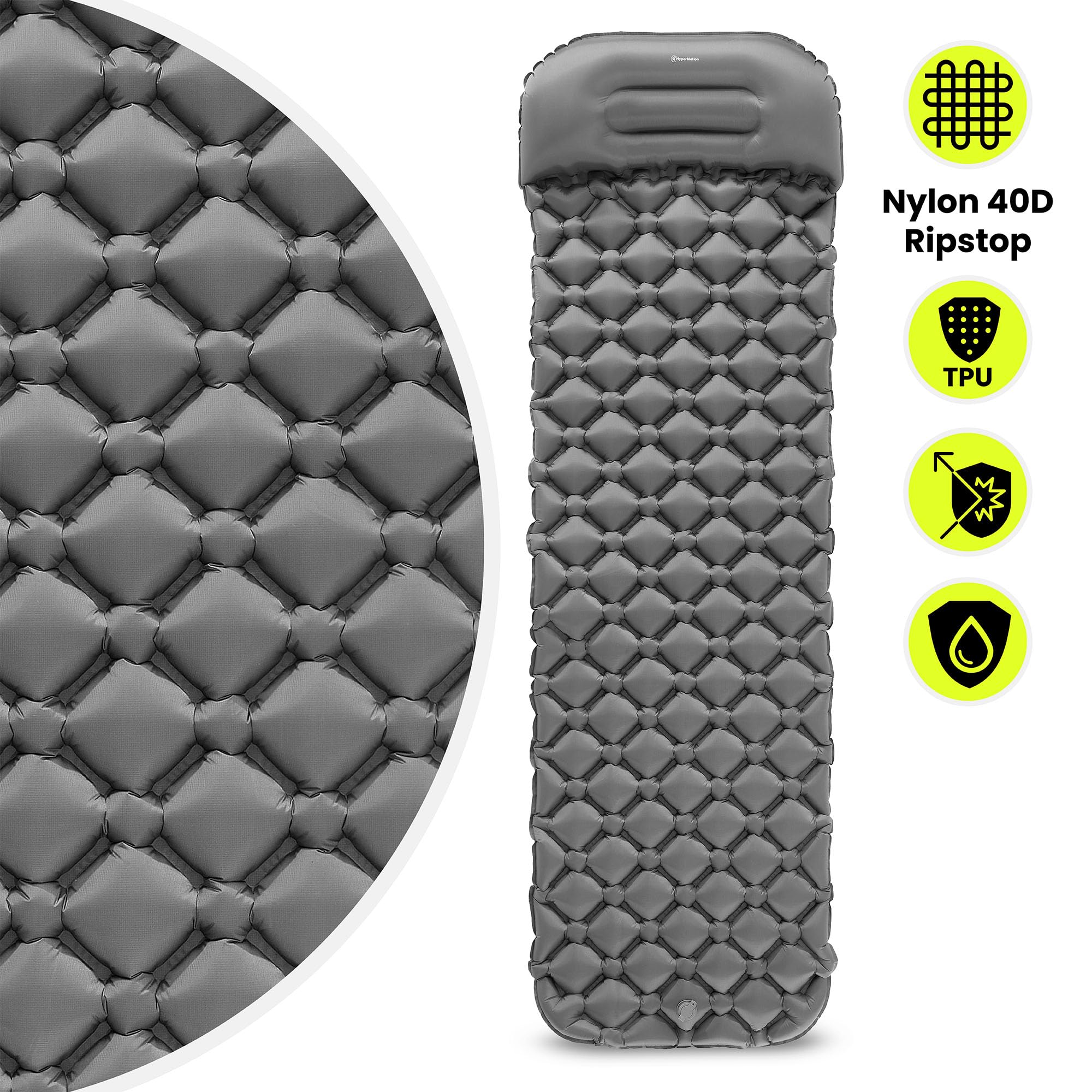 HyperMotion Campmat Matelas de Camping ultraléger 190x56 cm, Gris