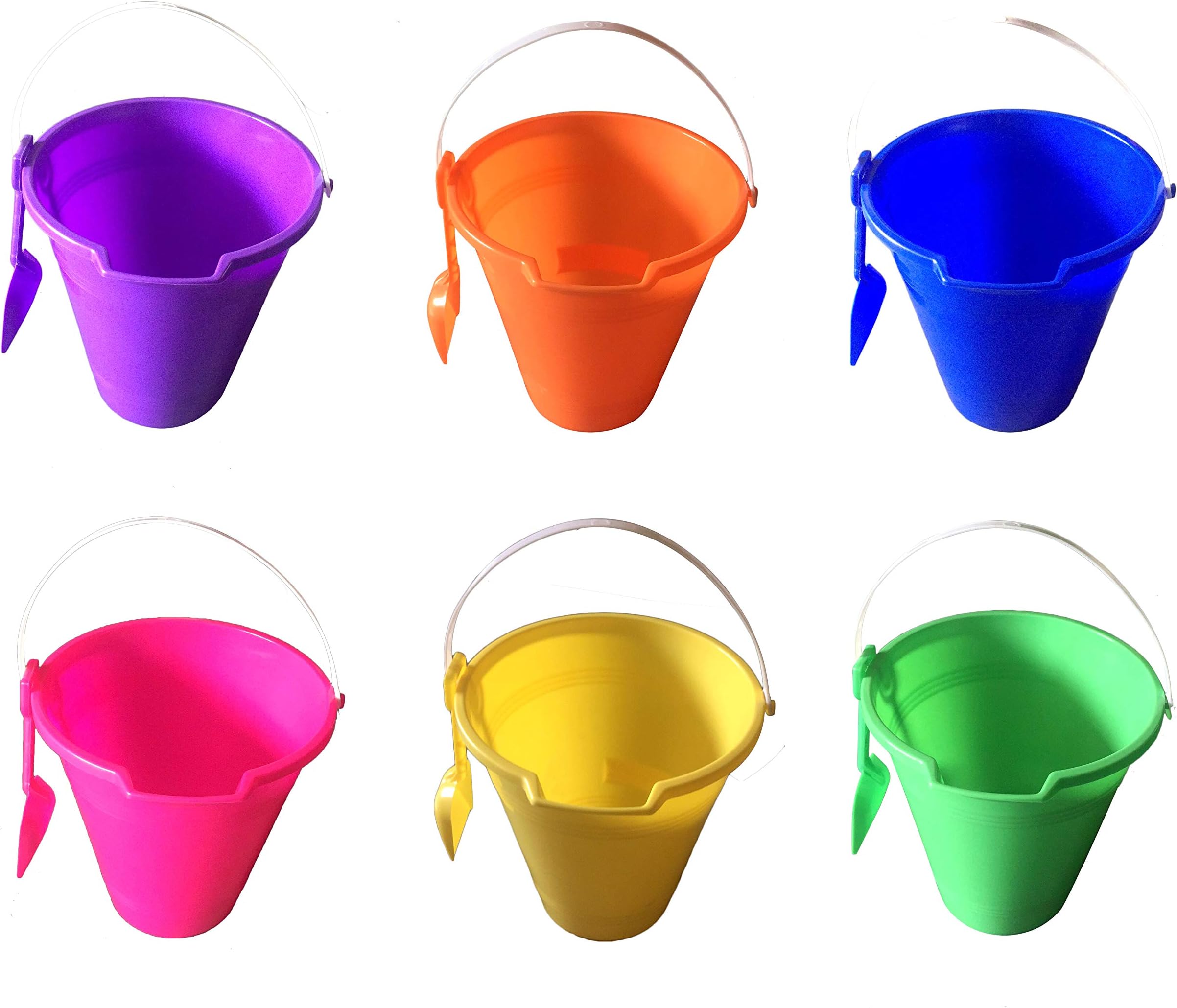 Set of 6 Beach Bucket and Spade Sets - Assorted Colours - Perfect for Beach, Park or Garden, Sand Pit, and Water & Sand Table and More.
