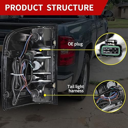Miniatura 2 de Conjunto de luz trasera del lado del pasajero para Chevy Silverado 2007-2013 estilo de fábrica para camioneta luces traseras de montaje de luces de