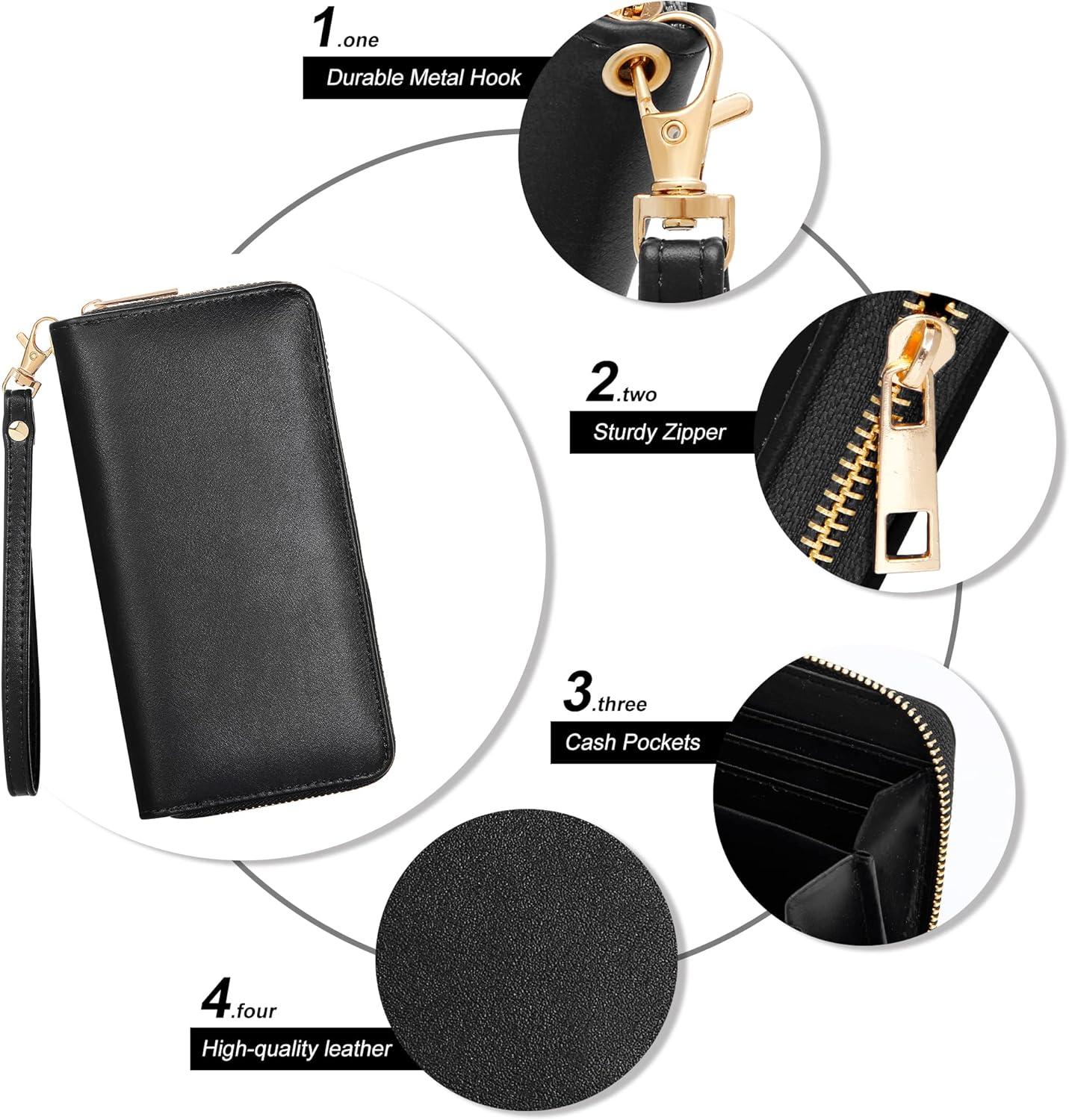 Badiya Women Wallet Zip Around Card Holder Phone Clutch Purse with Wristlet : Clothing, Shoes & Jewelry