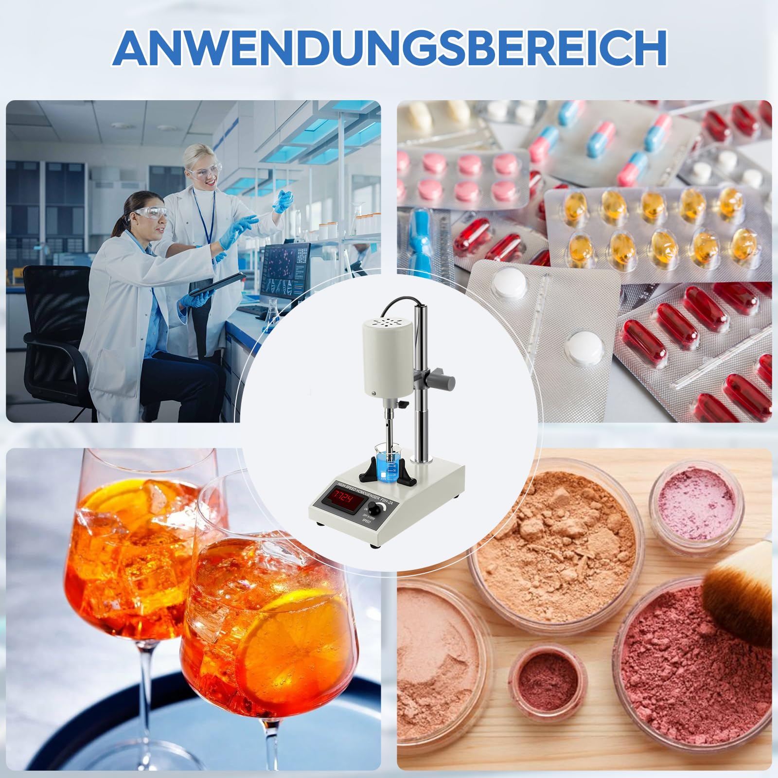 Homogeneizador ajustable de alta velocidad, emulsionante dispersante de laboratorio, 8000 a 22000 rpm con pantalla digital, altura regulable de 5 a 500 ml para medios, dispersión celular, cosméticos